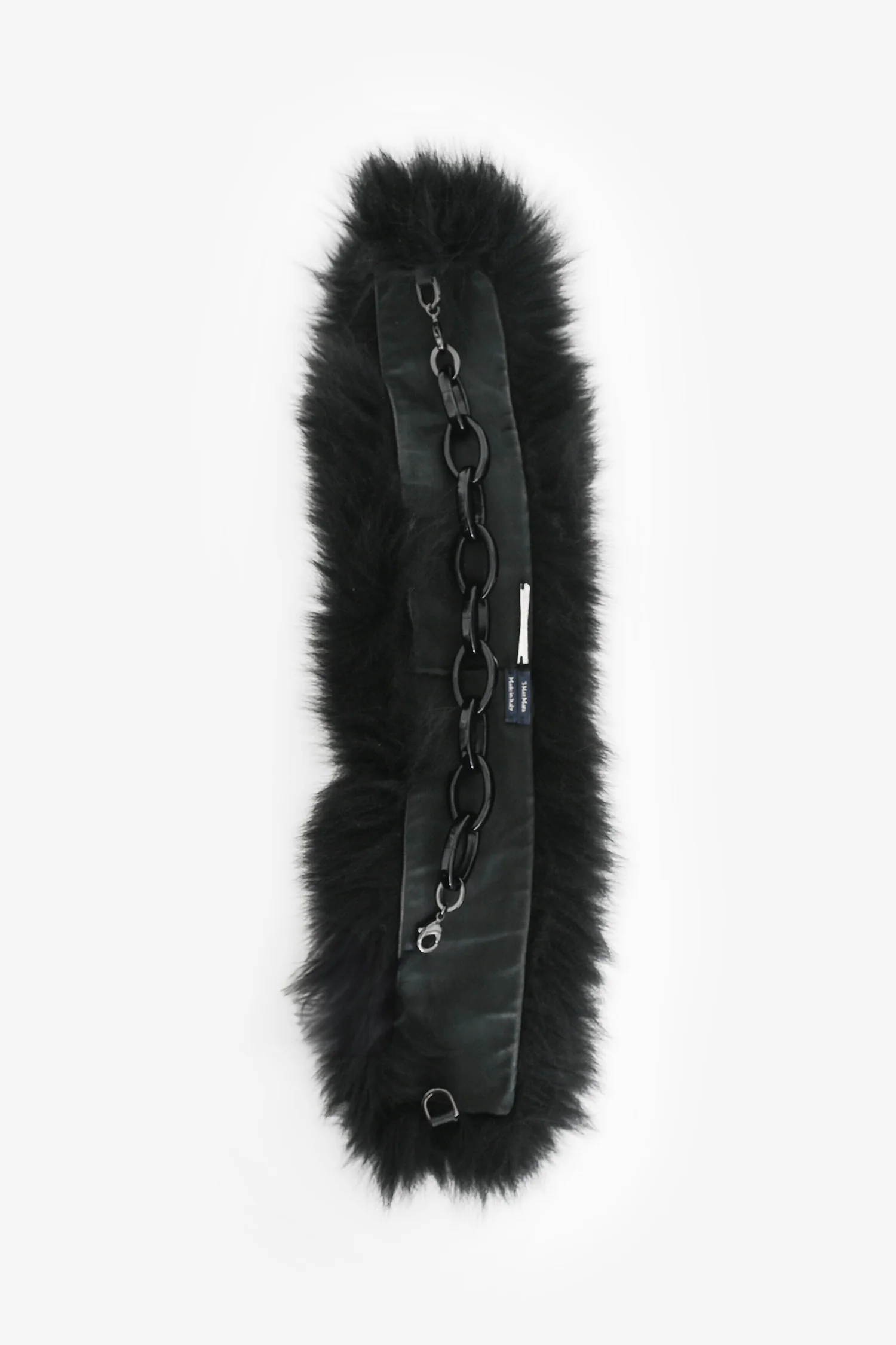 'S Max Mara Black Fur Chain Detail Collar