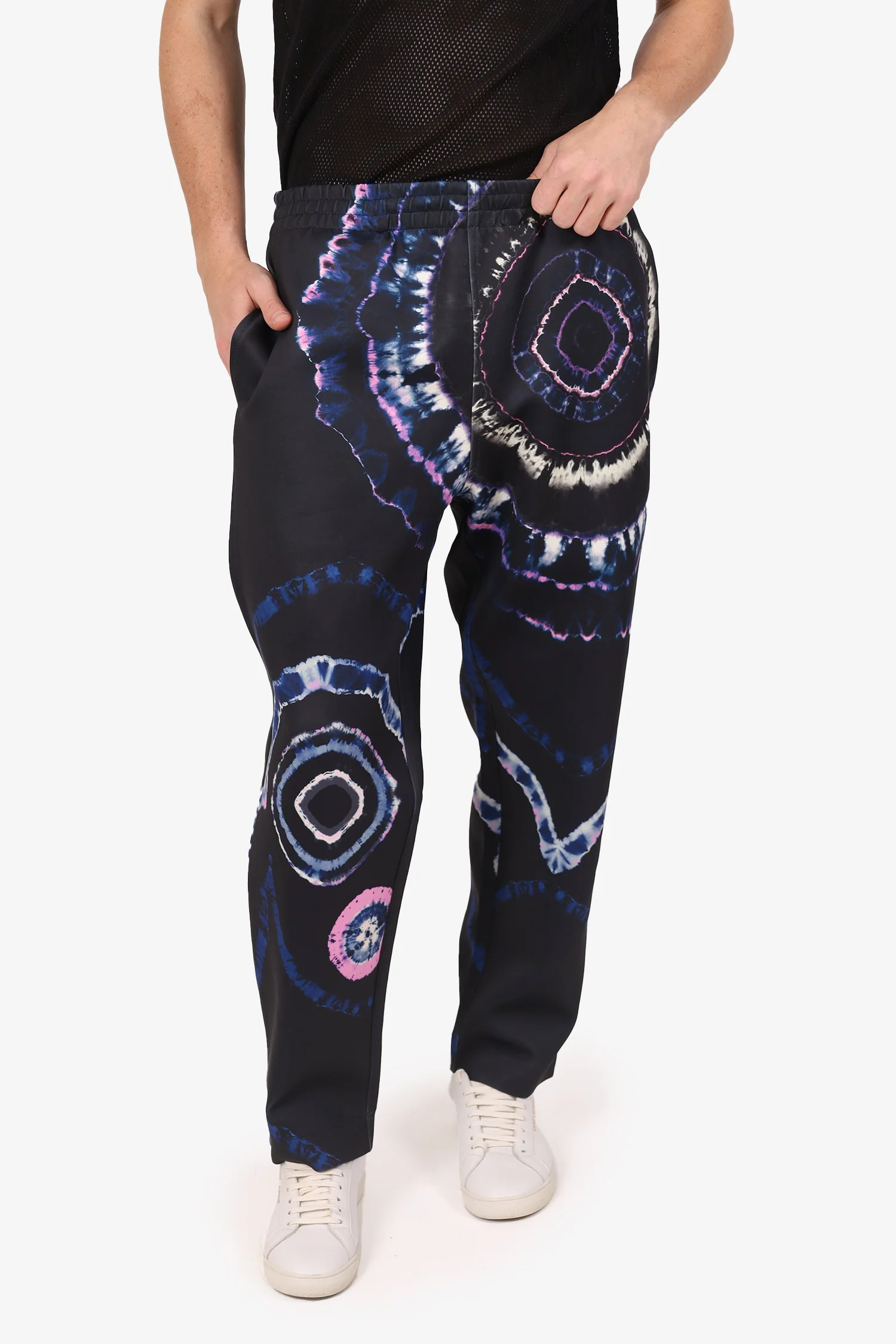 Dries Van Noten Navy Tie-Dye Graphic Habson Pants Size L Mens