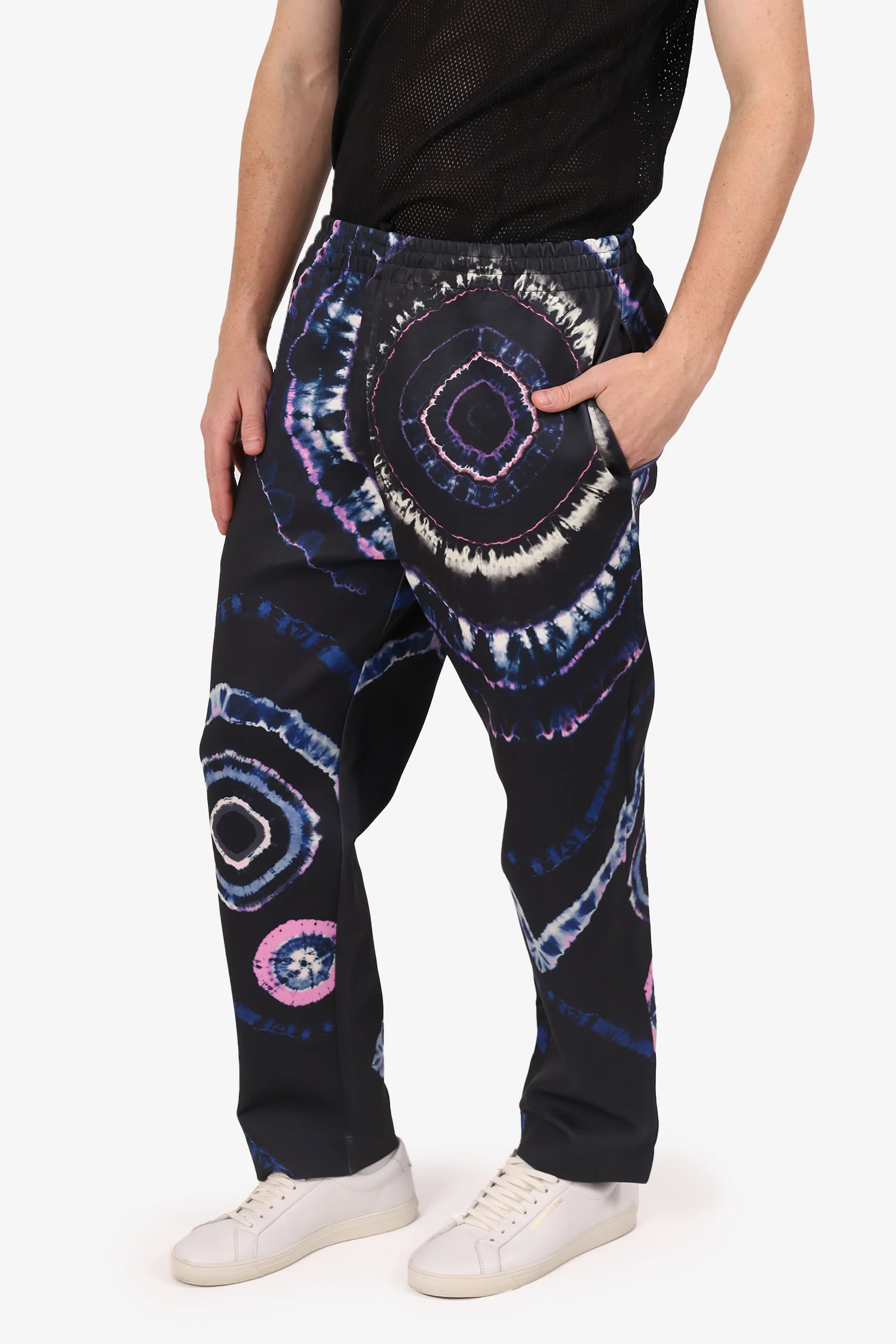 Dries Van Noten Navy Tie-Dye Graphic Habson Pants Size L Mens