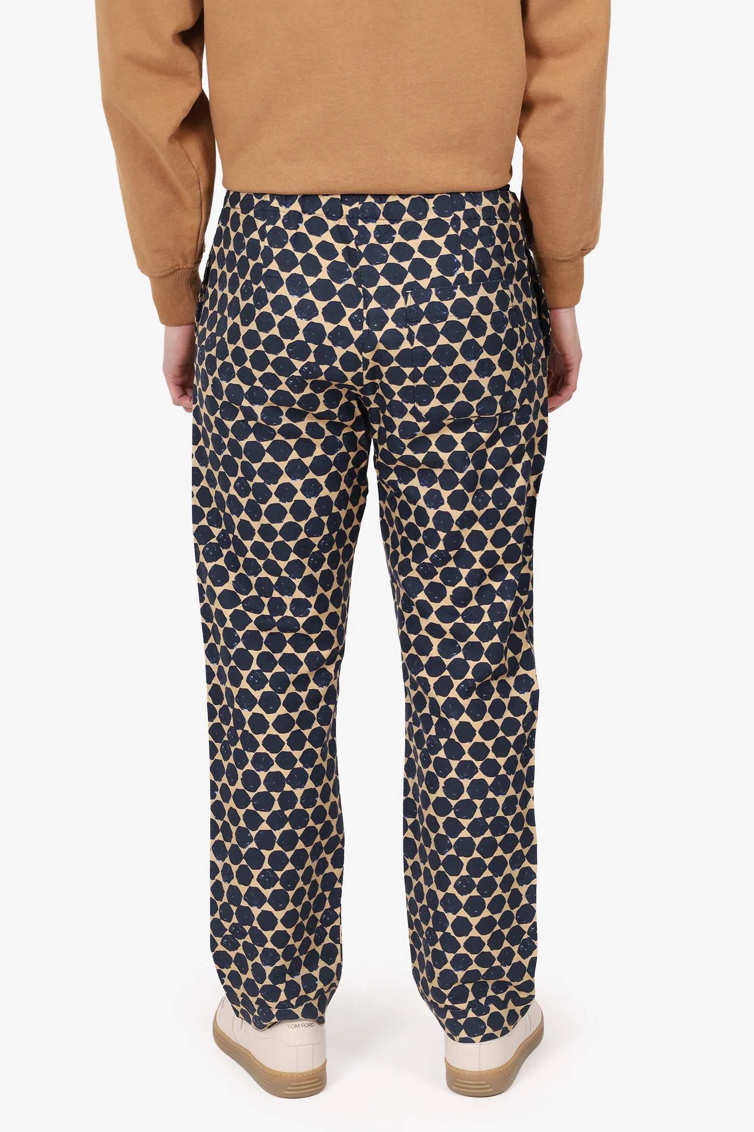 Dries Van Noten Navy/Yellow Abstract Geometric Dots Print Pants Size 46 Mens