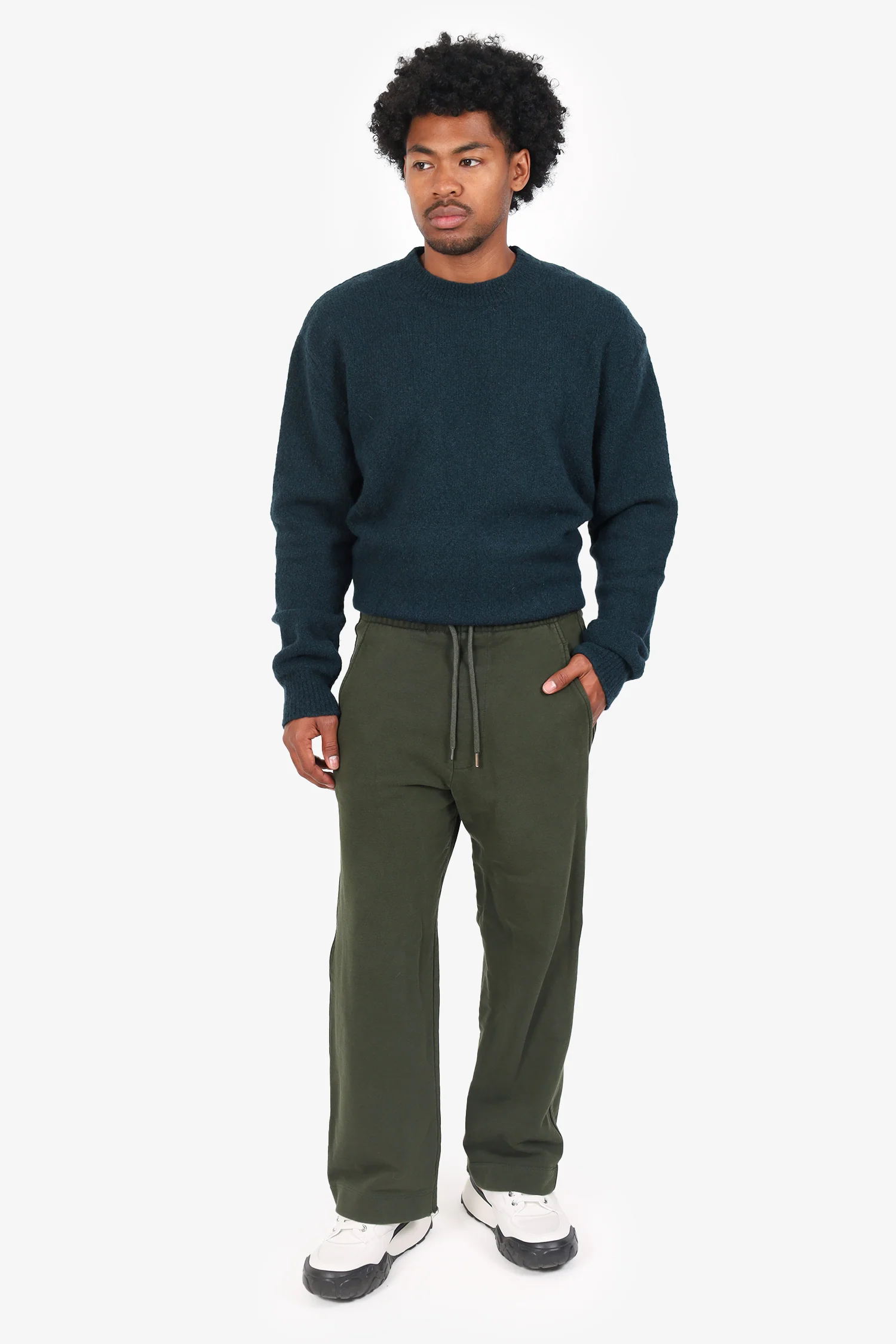 Dries Van Noten Green Distressed Wide Leg Track Pants Size S Mens