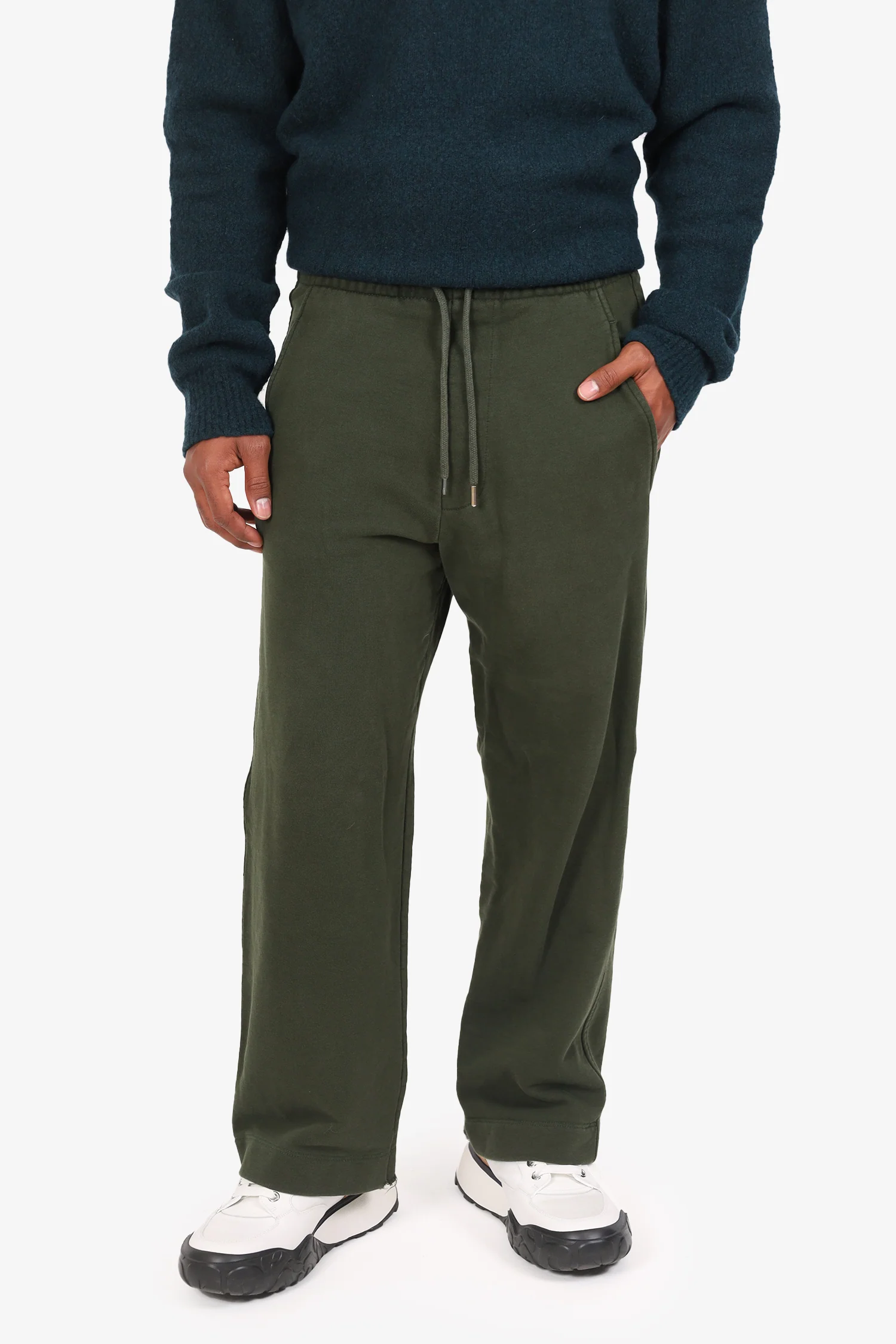 Dries Van Noten Green Distressed Wide Leg Track Pants Size S Mens