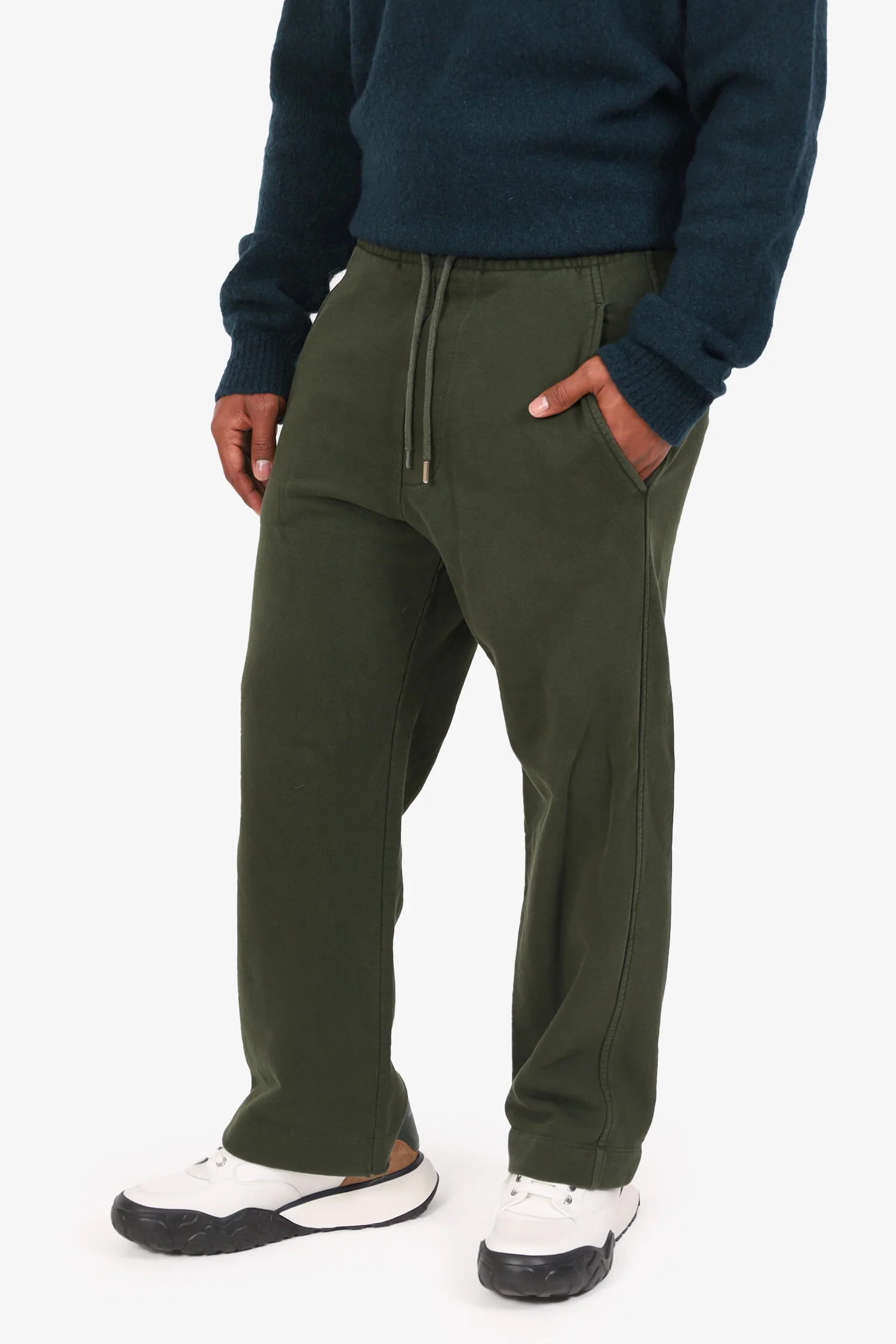 Dries Van Noten Green Distressed Wide Leg Track Pants Size S Mens