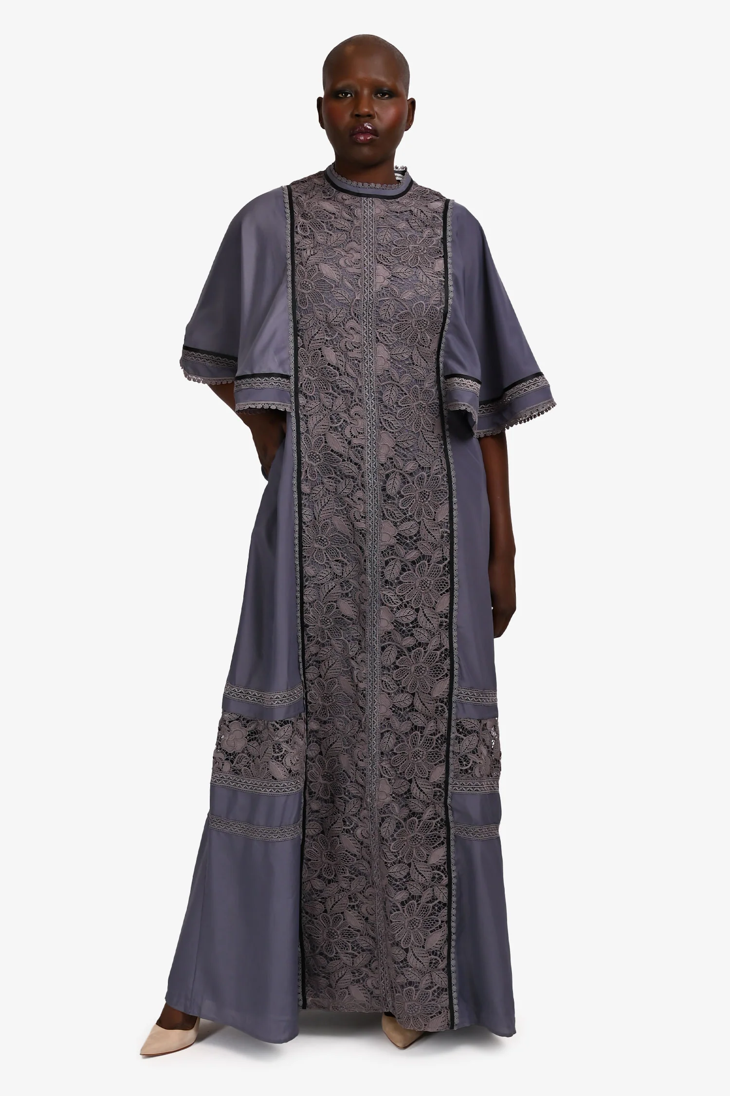 Self-Portrait Blue Lace Short Sleeve Maxi Dress Size 6