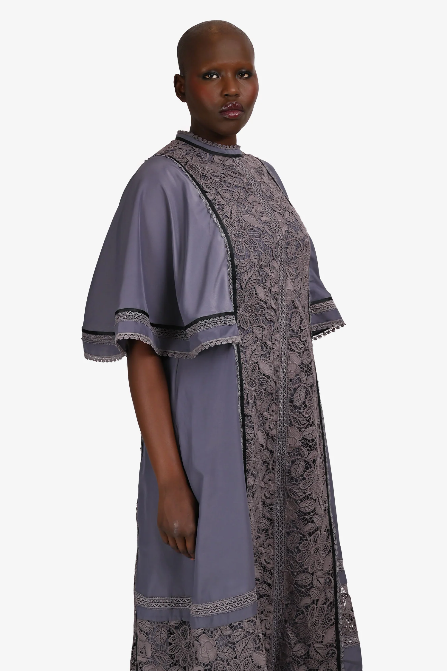 Self-Portrait Blue Lace Short Sleeve Maxi Dress Size 6
