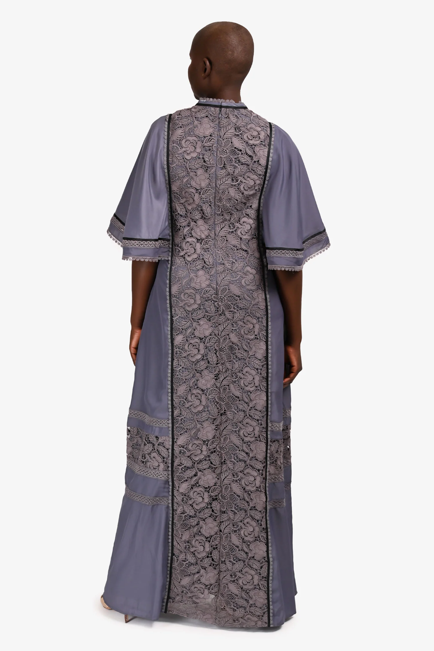 Self-Portrait Blue Lace Short Sleeve Maxi Dress Size 6