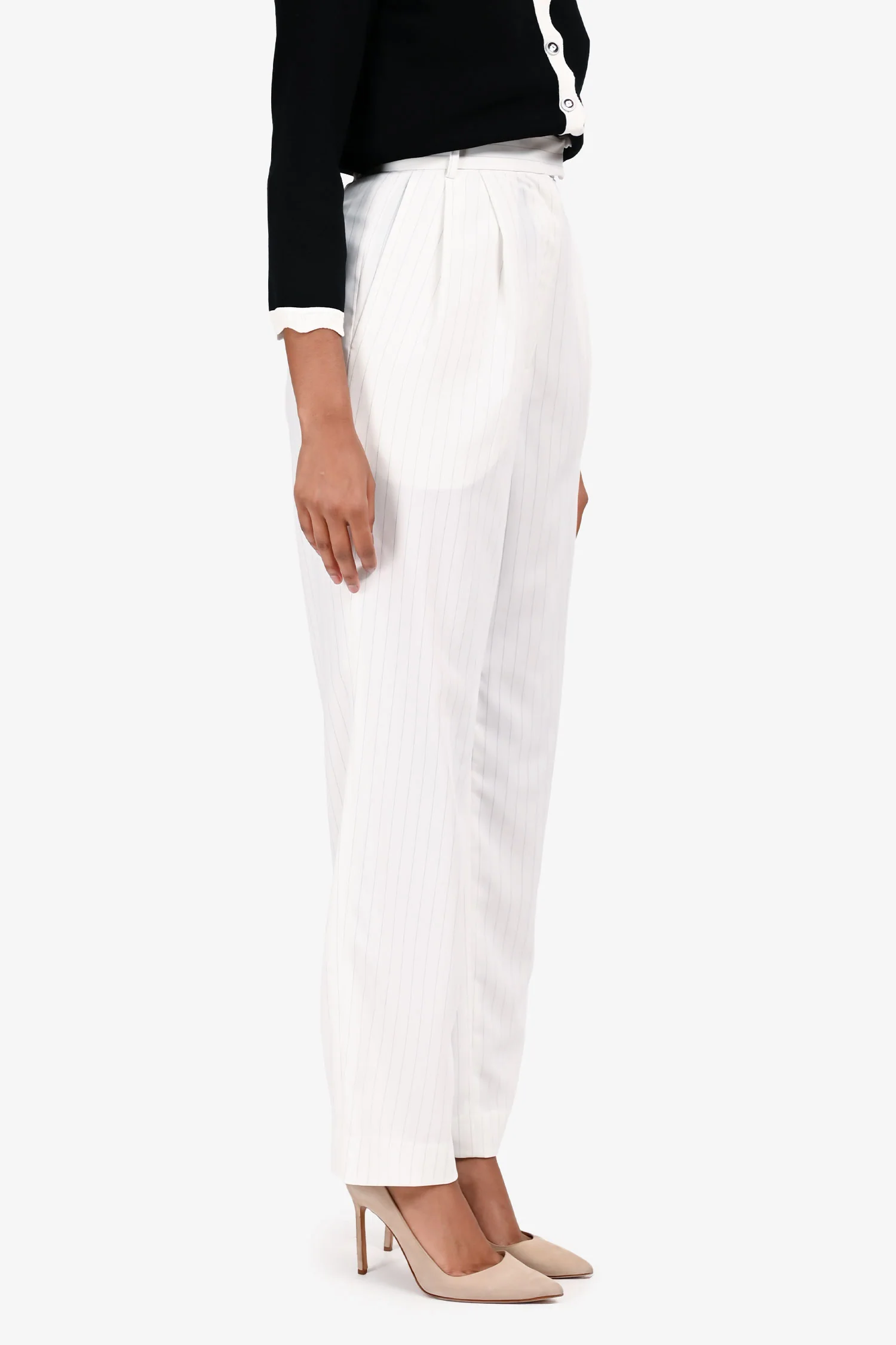 The Frankie Shop White Pinstripe High Rise Trousers Size XS