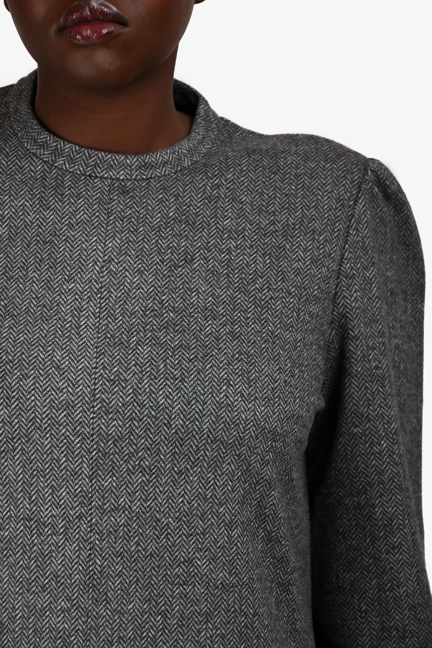 Weekend Max Mara Grey Herringbone Long Sleeve Dress Size XL