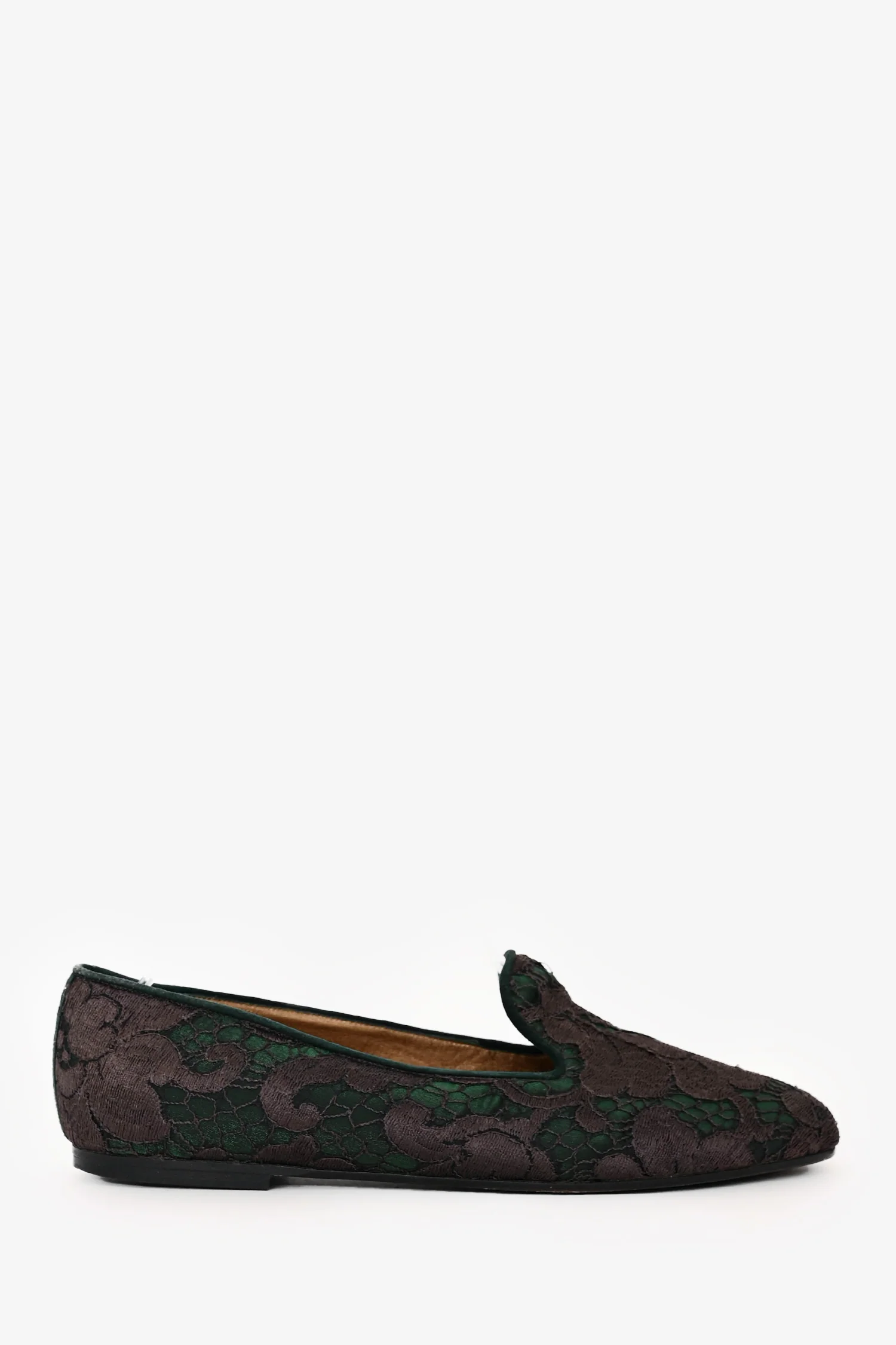 Diego Della Valle Green/Grey Lace Flats Size 6.5