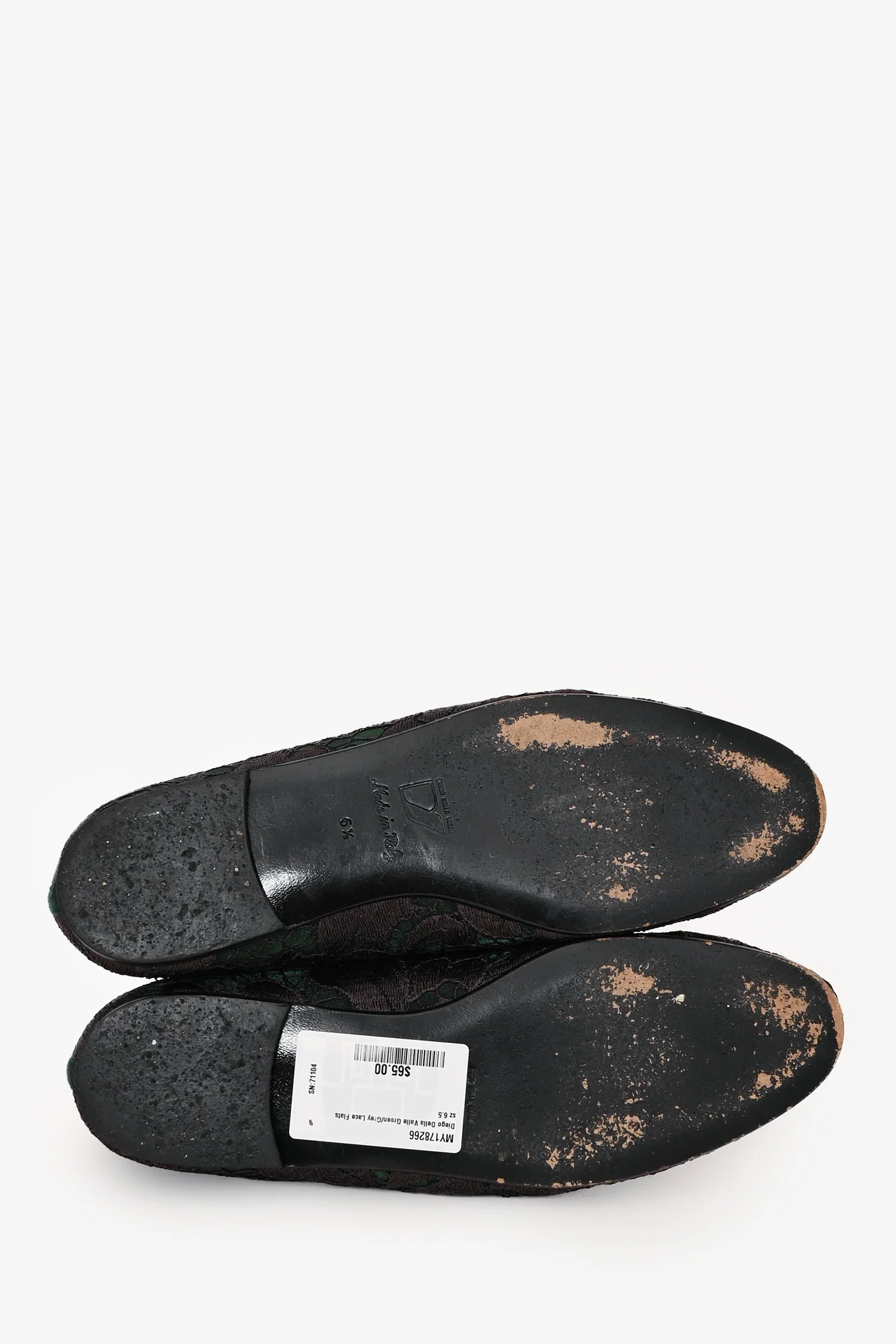 Diego Della Valle Green/Grey Lace Flats Size 6.5