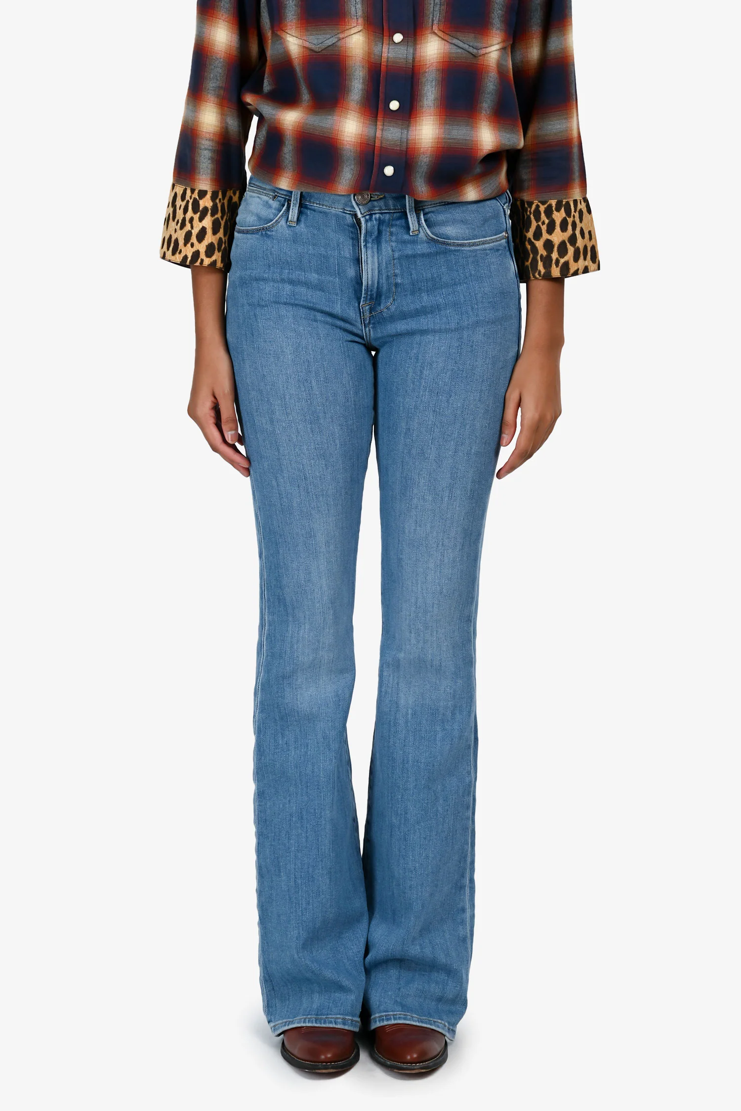 Frame Blue Cotton 'Jonah' Boot Cut High Waist Jeans Size 25