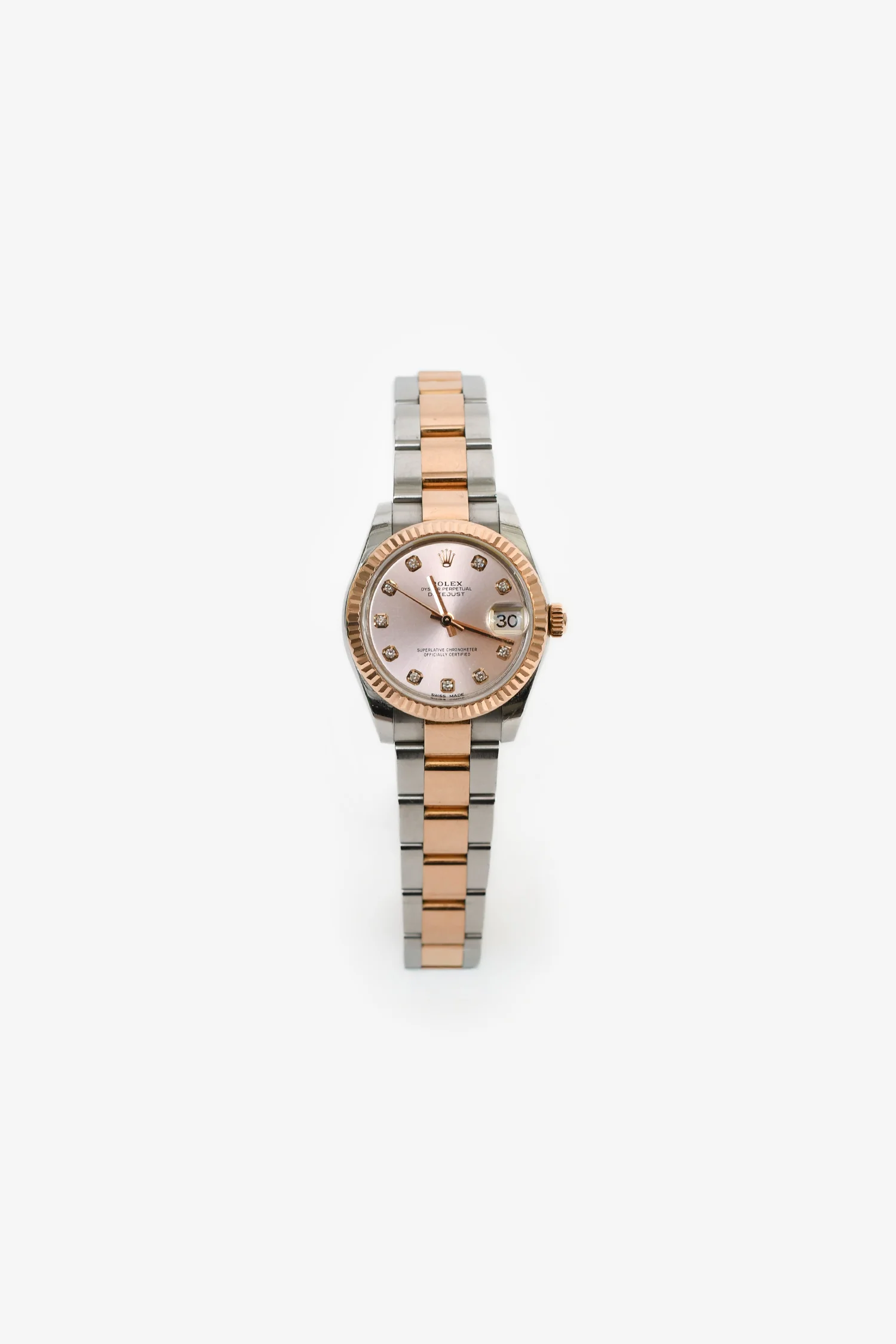 Rolex Stainless Steel 18K Rose Gold Oyster Perpetual 10 Diamond Datejust 31mm