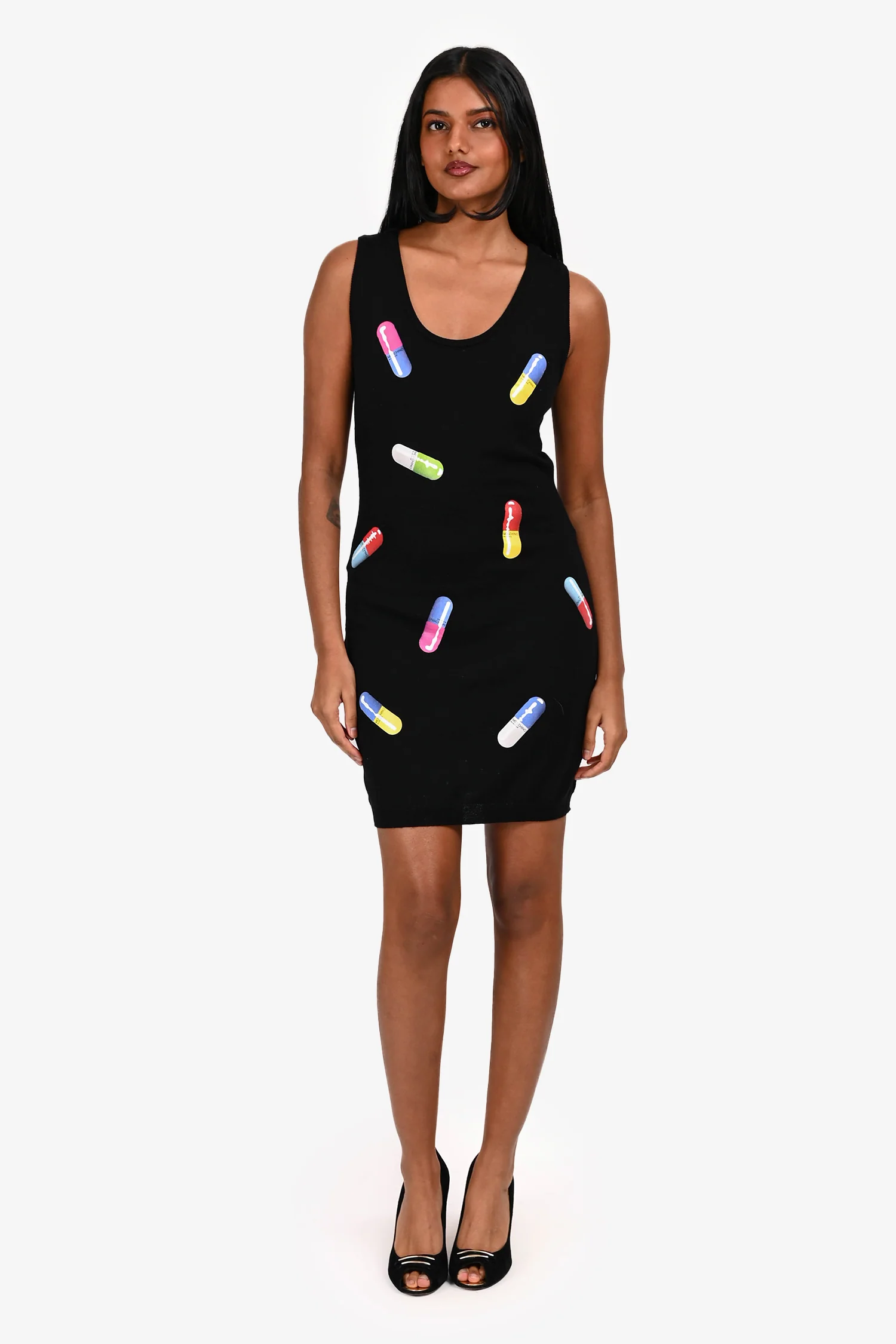 Moschino Black Pill Printed Knit Dress Estimated Size S