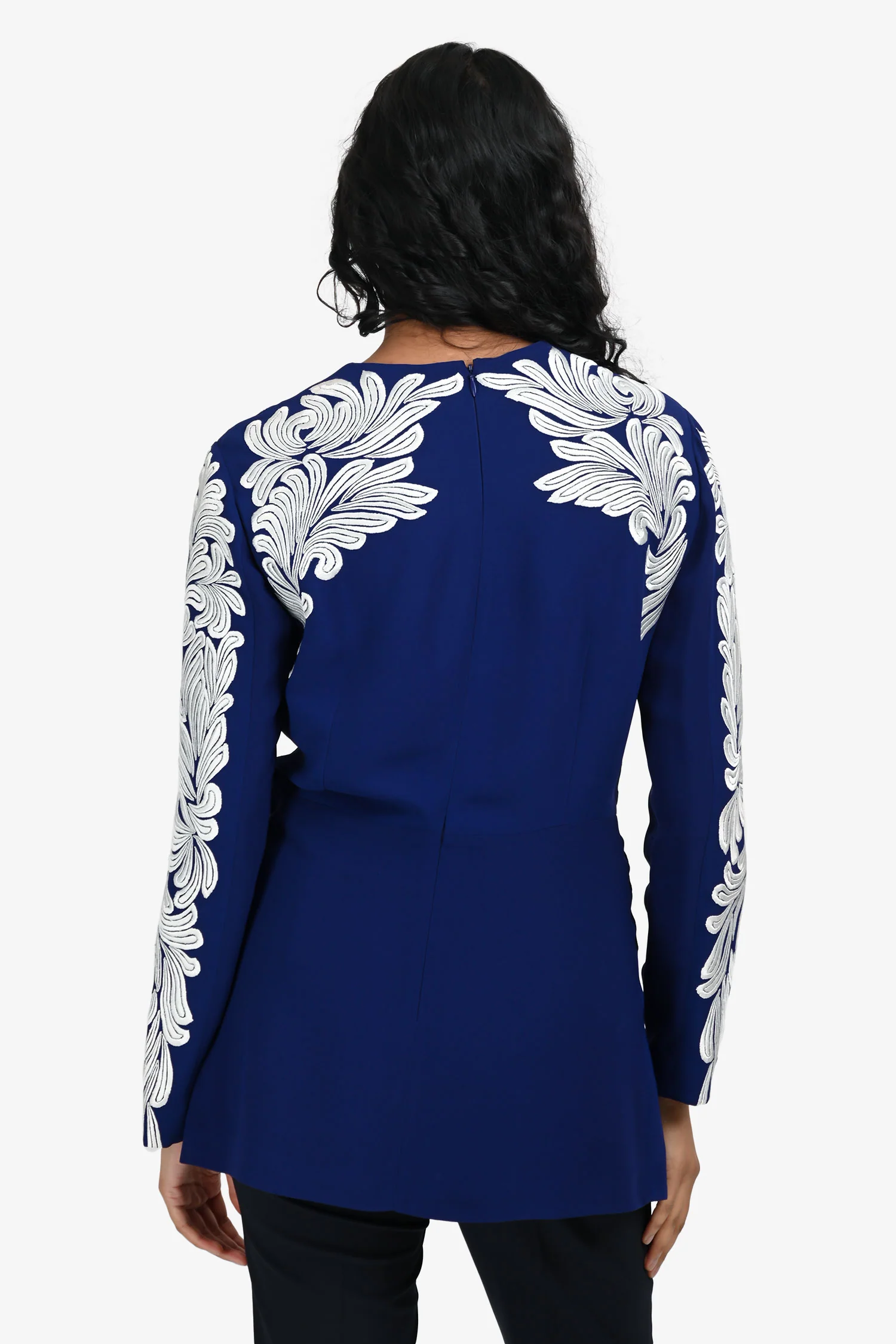 Stella McCartney Blue/White Embroidered Long Sleeve Top Size 38