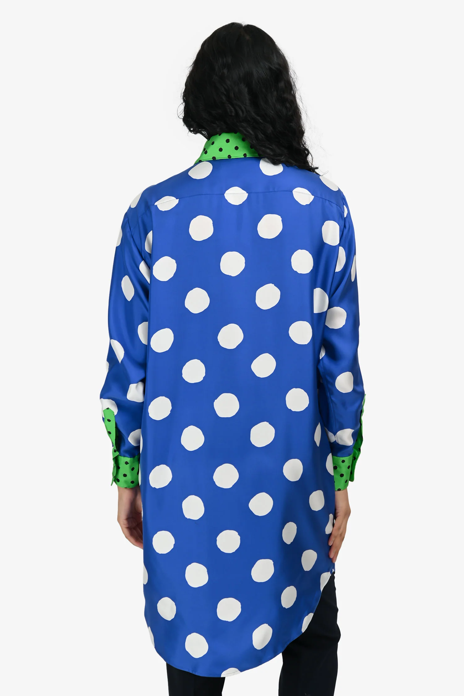 Moschino Blue/Green Printed Silk Button Down Shirt Size 2