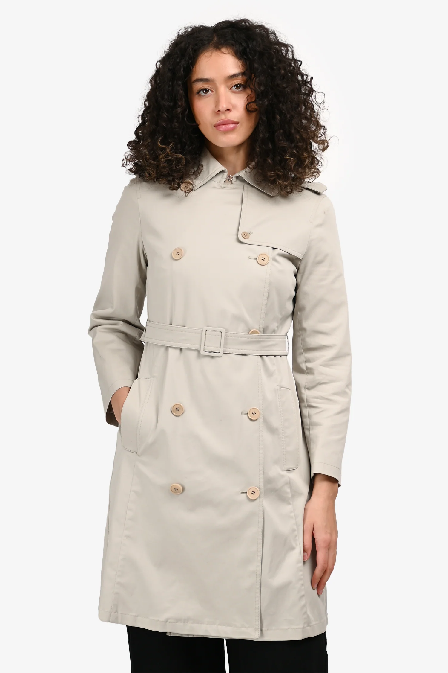 'S Max Mara Light Grey Trench Coat With Belt Size 2