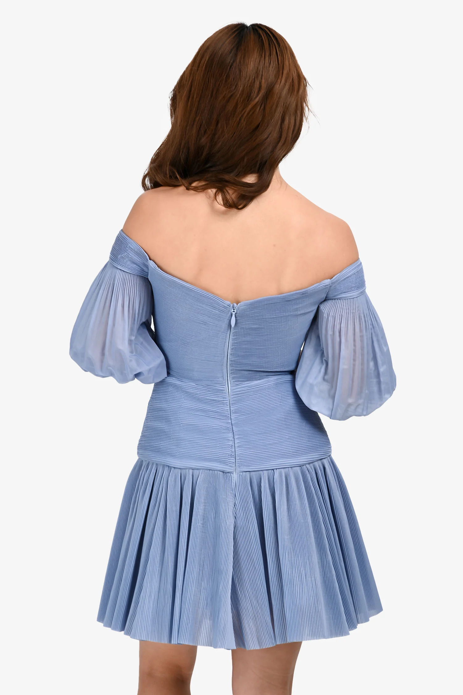 Zimmermann Blue Pleated Chiffon Mini Dress Size 0