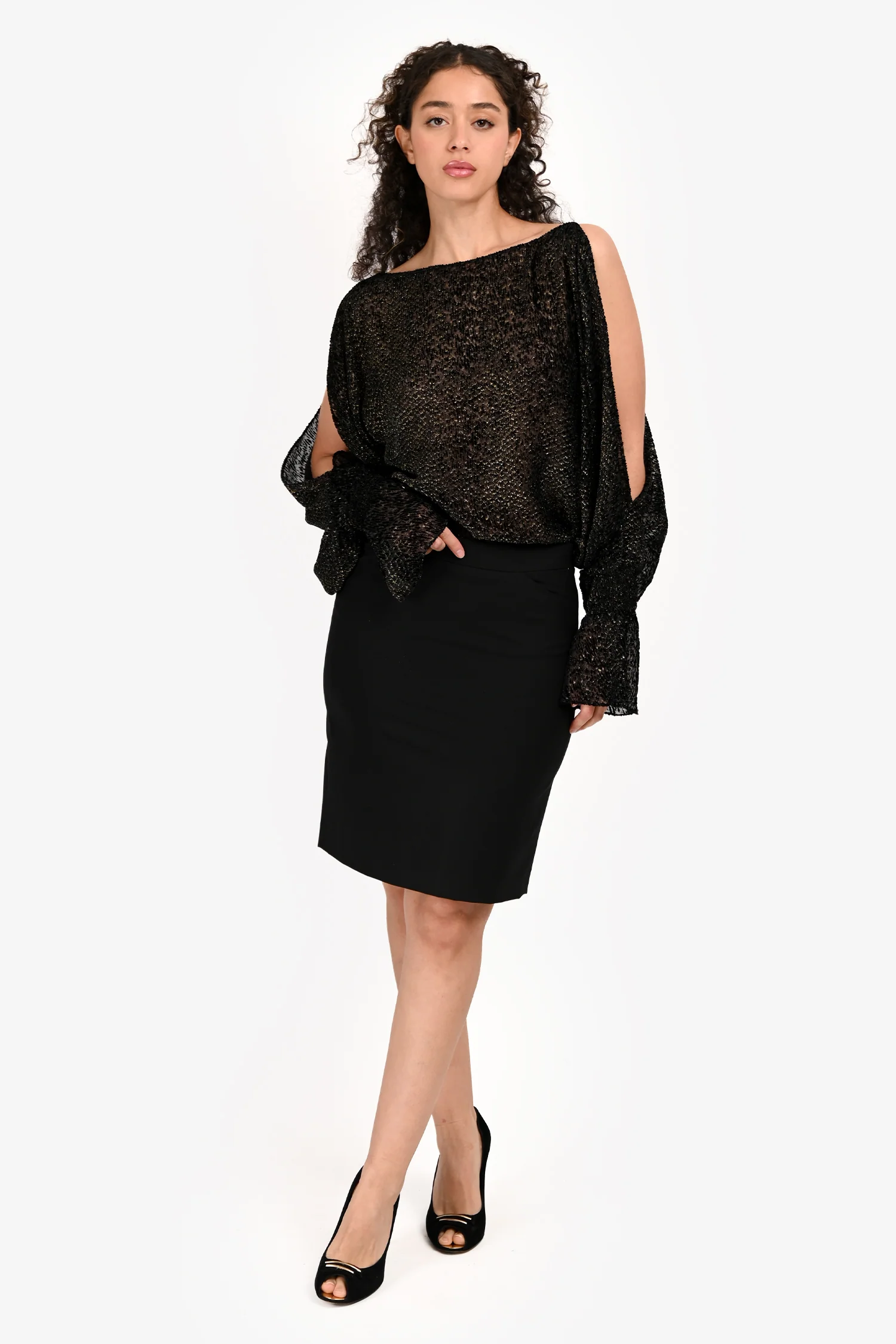 Theory Black Midi Skirt Size 2