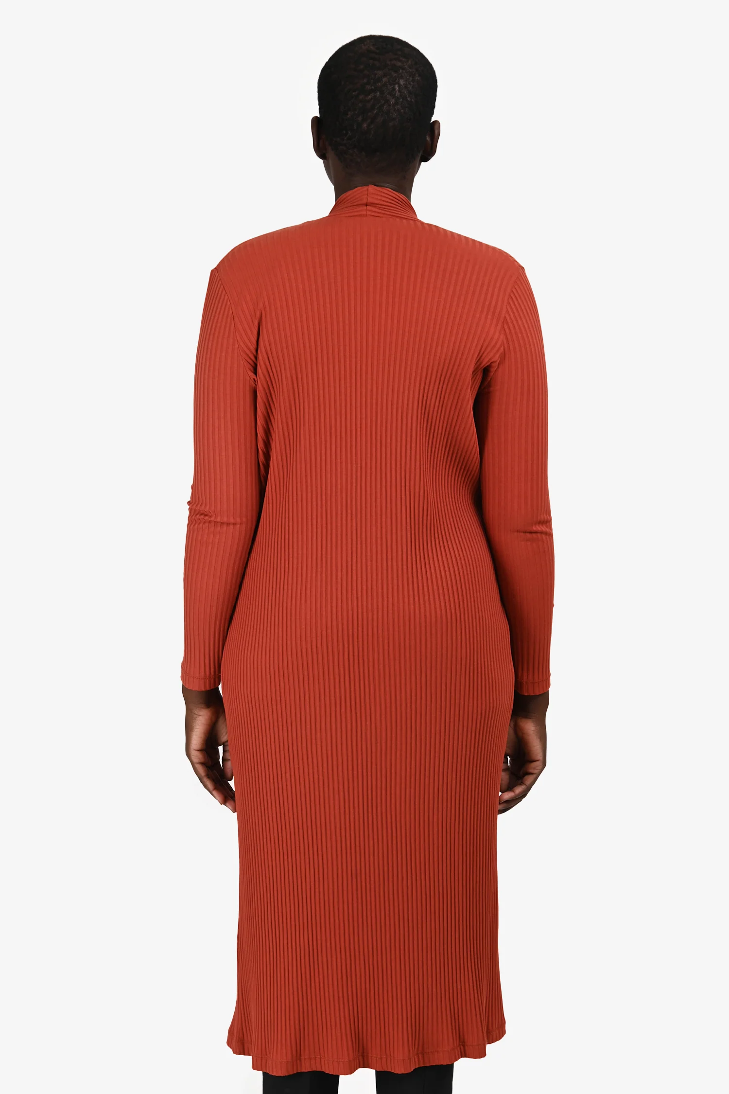 Maje Burnt Orange Cotton Ribbed Long Sleeve Long Cardigan Size 1
