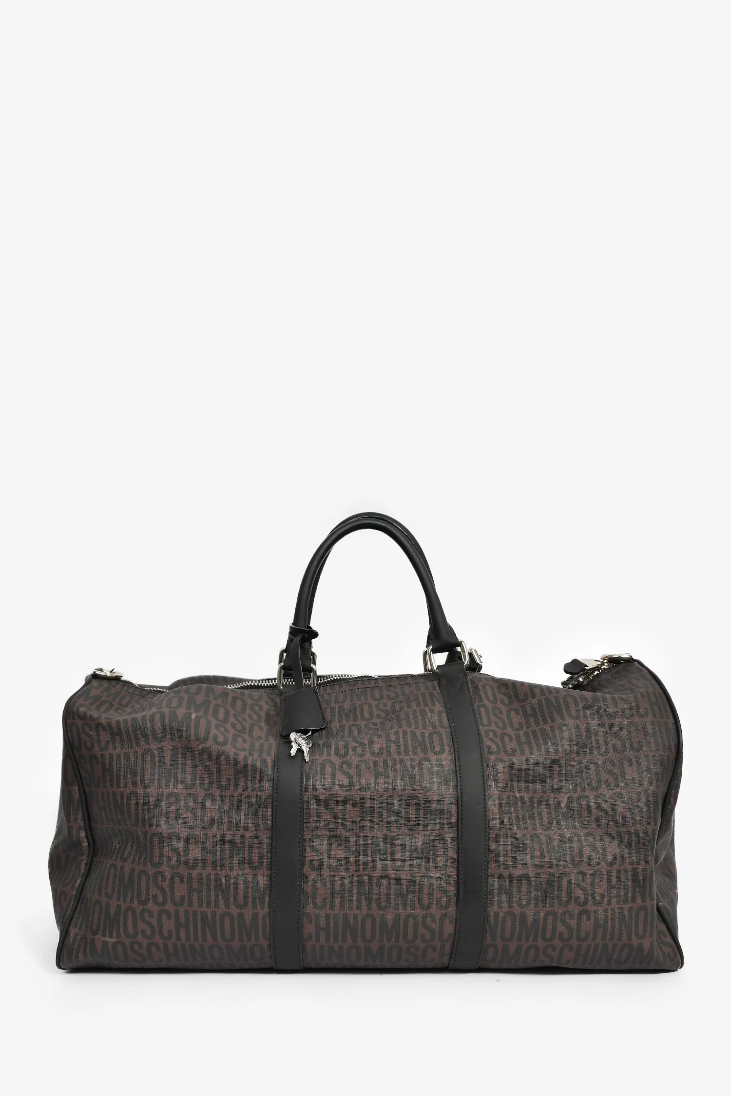 Moschino Brown Canvas Logo Duffle Bag