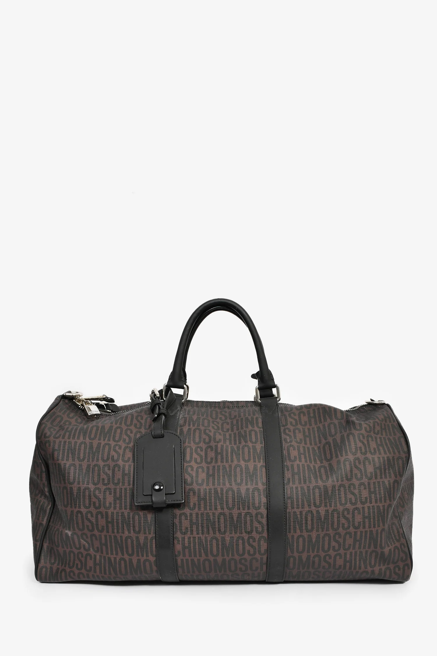 Moschino Brown Canvas Logo Duffle Bag