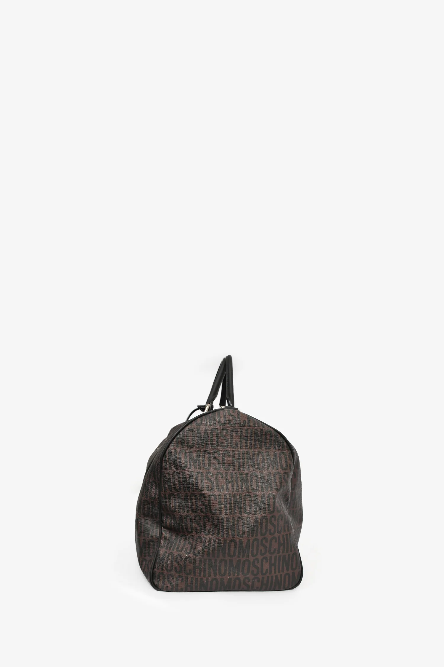 Moschino Brown Canvas Logo Duffle Bag