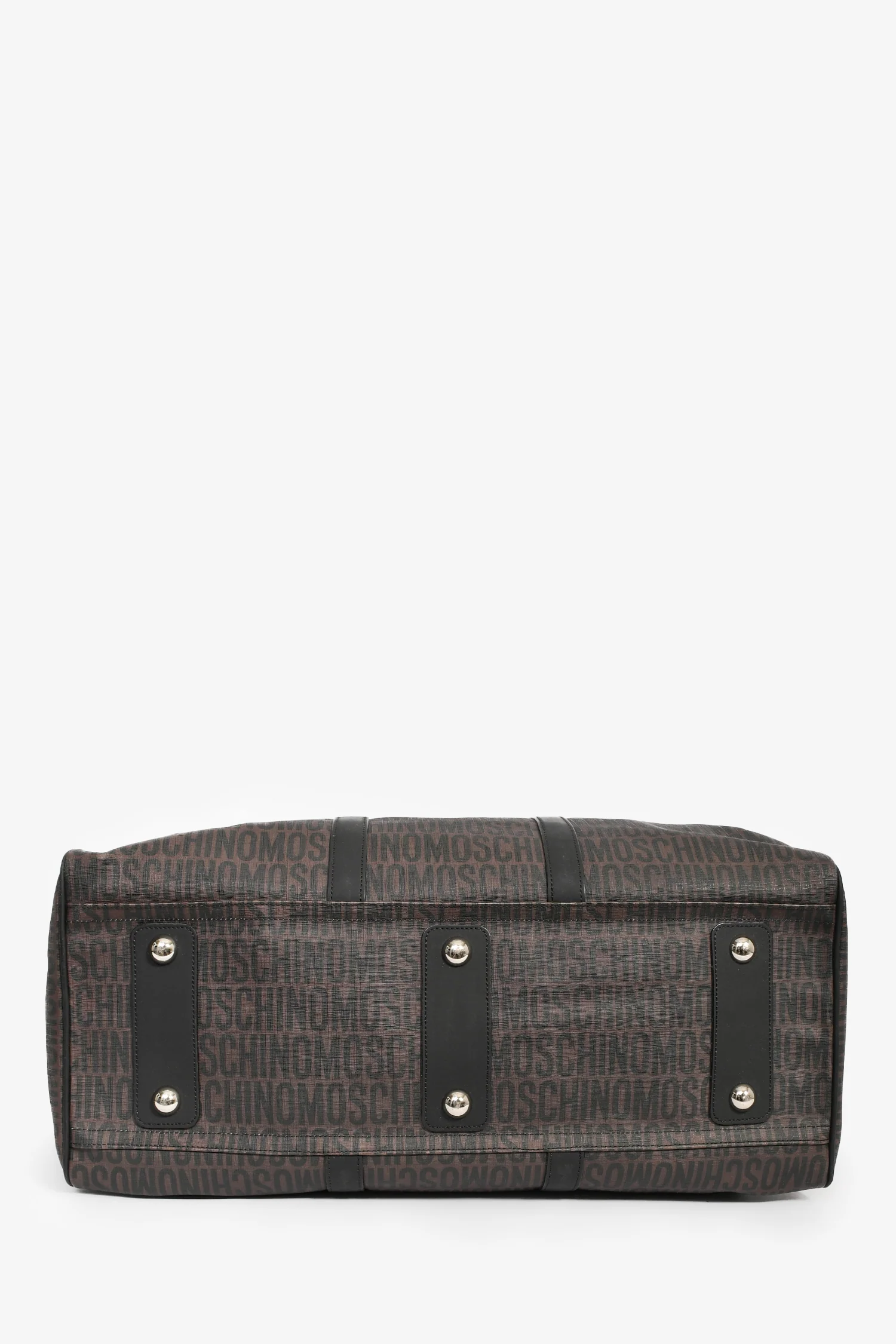 Moschino Brown Canvas Logo Duffle Bag