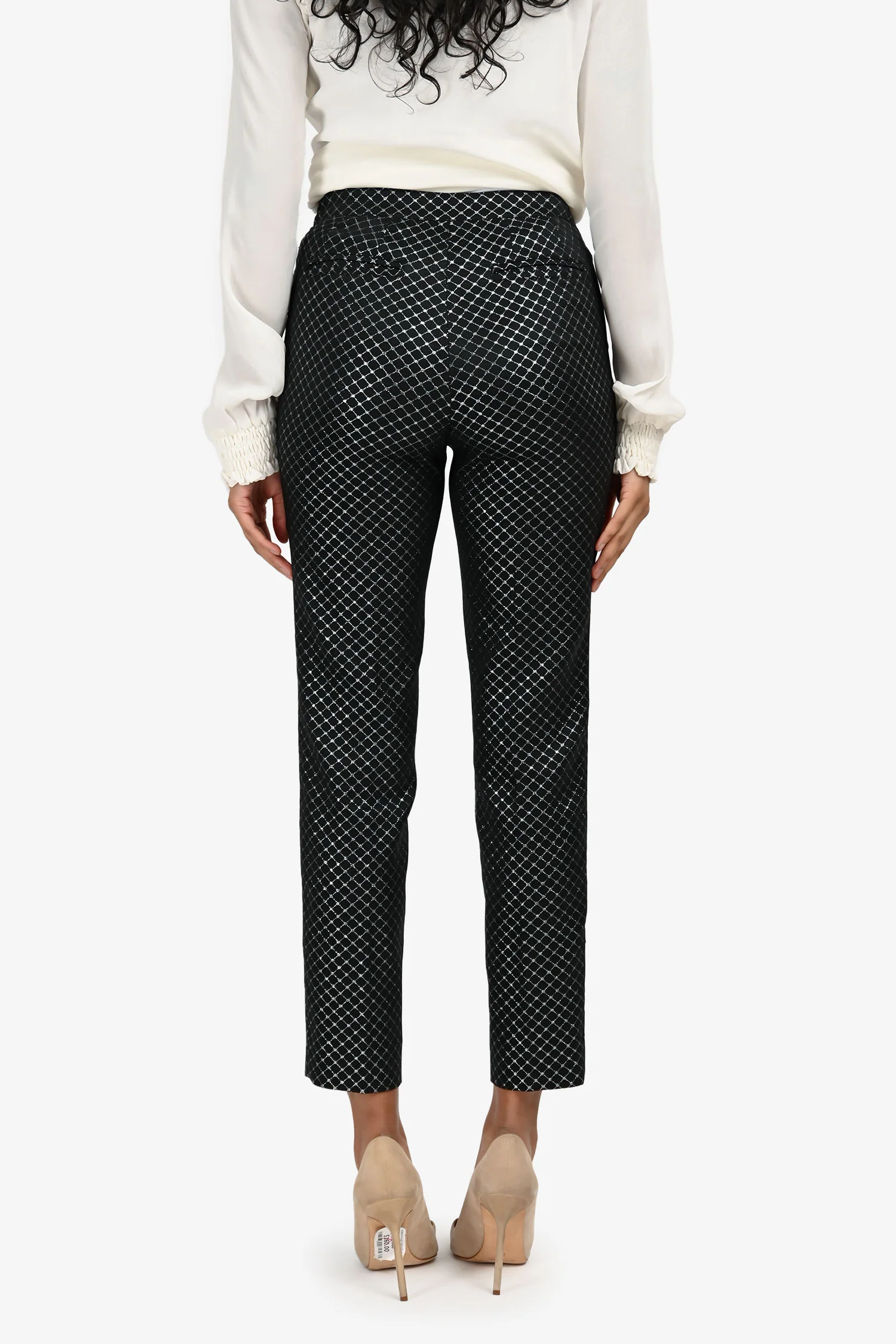 St. John Black Metallic Straight Leg Trousers Size 0