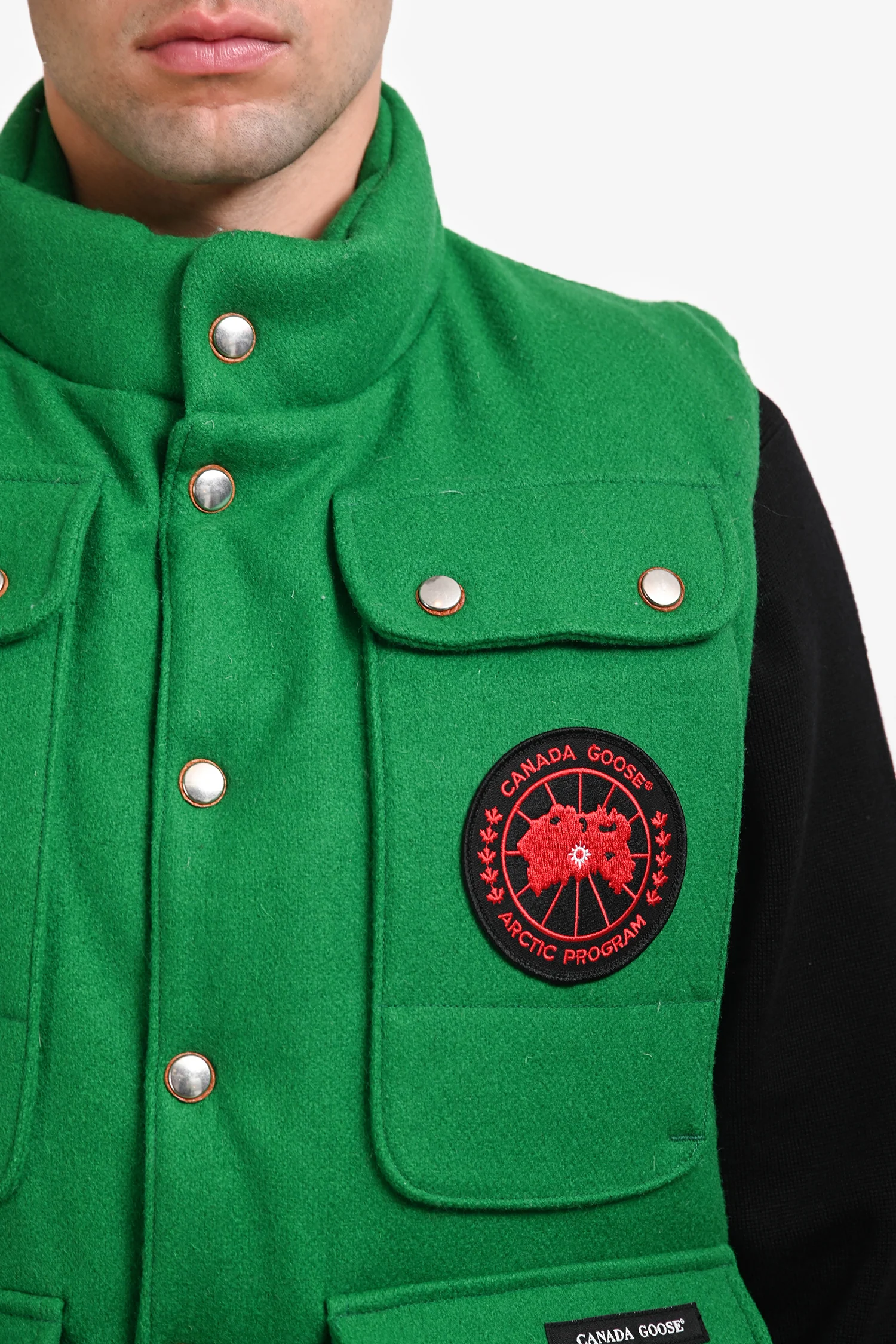 Canada Goose Green Wool/Down Cargo Vest SIze L Mens