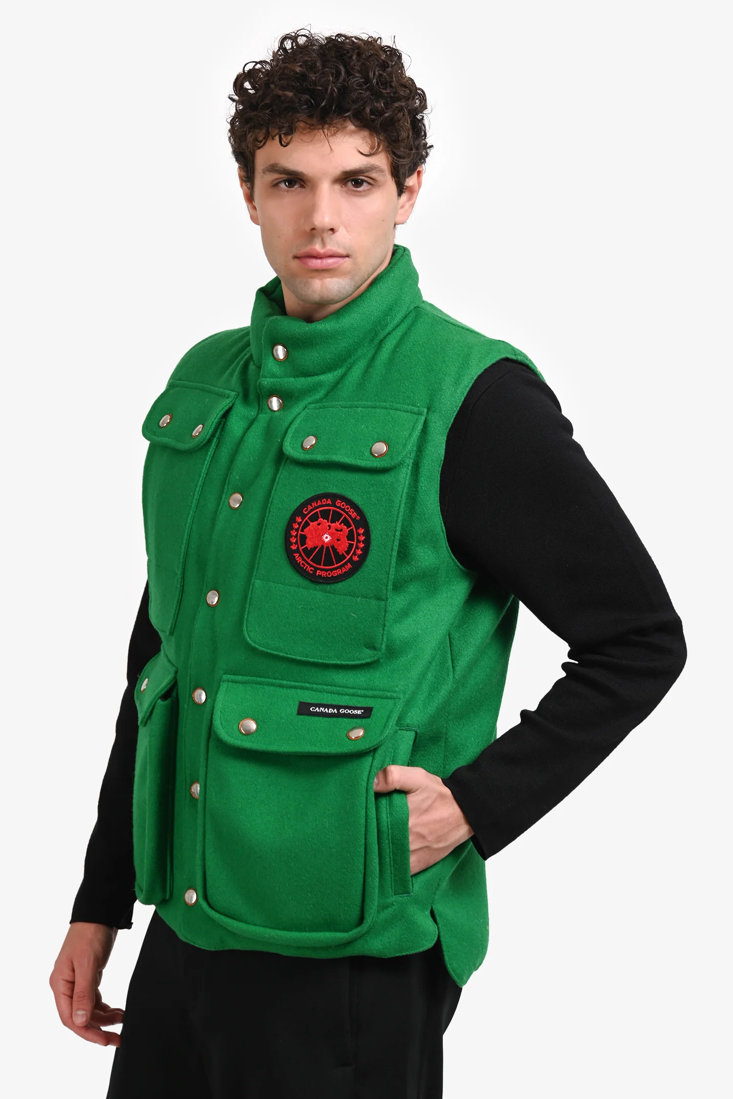 Canada Goose Green Wool/Down Cargo Vest SIze L Mens