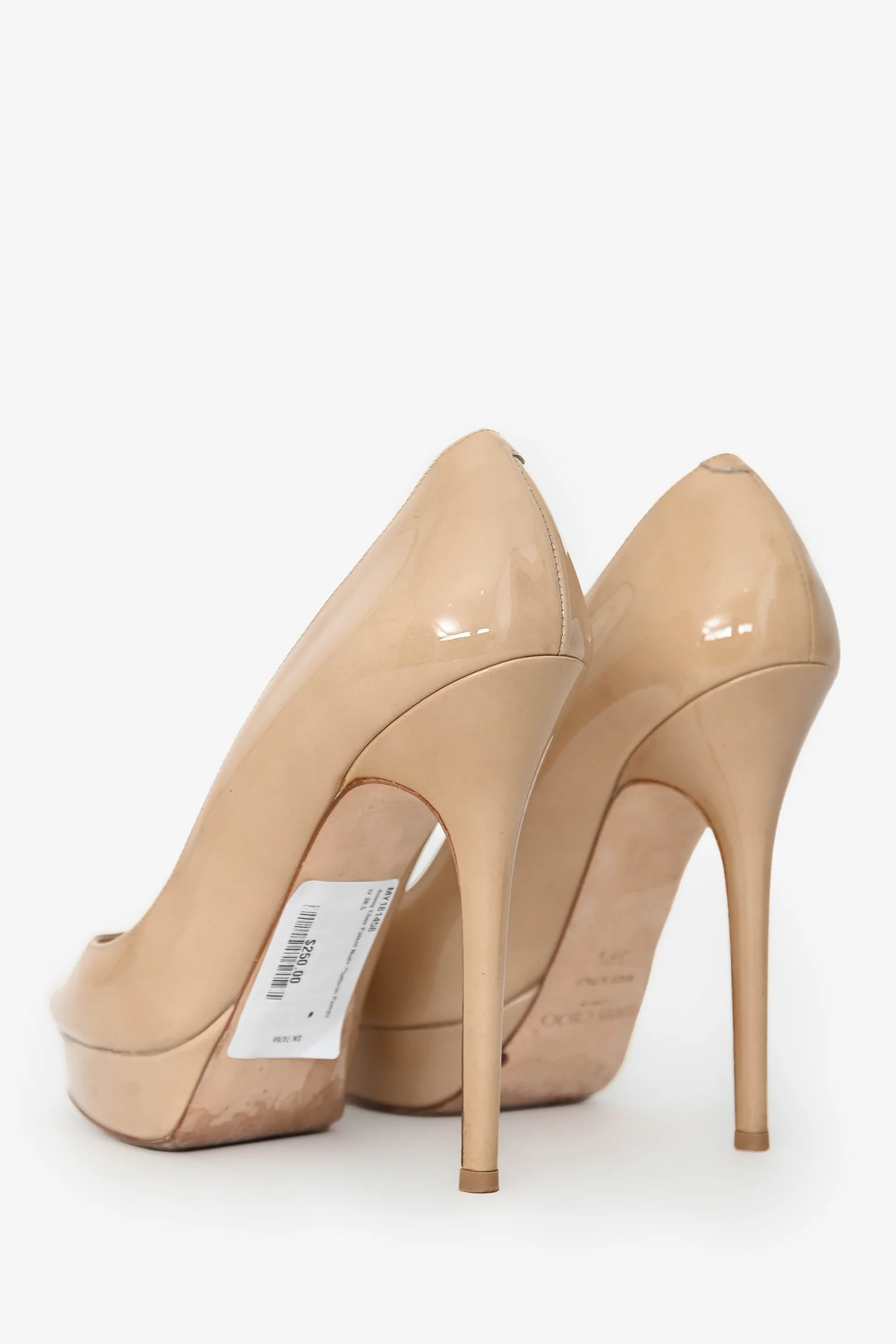 Jimmy Choo Patent Nude Platform Pumps Size 38.5