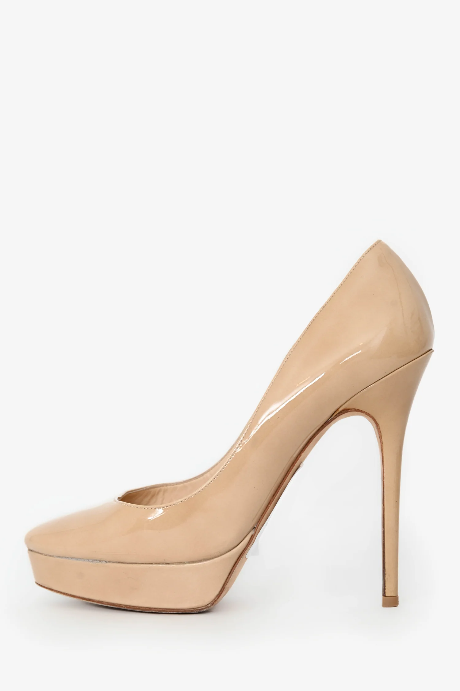 Jimmy Choo Patent Nude Platform Pumps Size 38.5