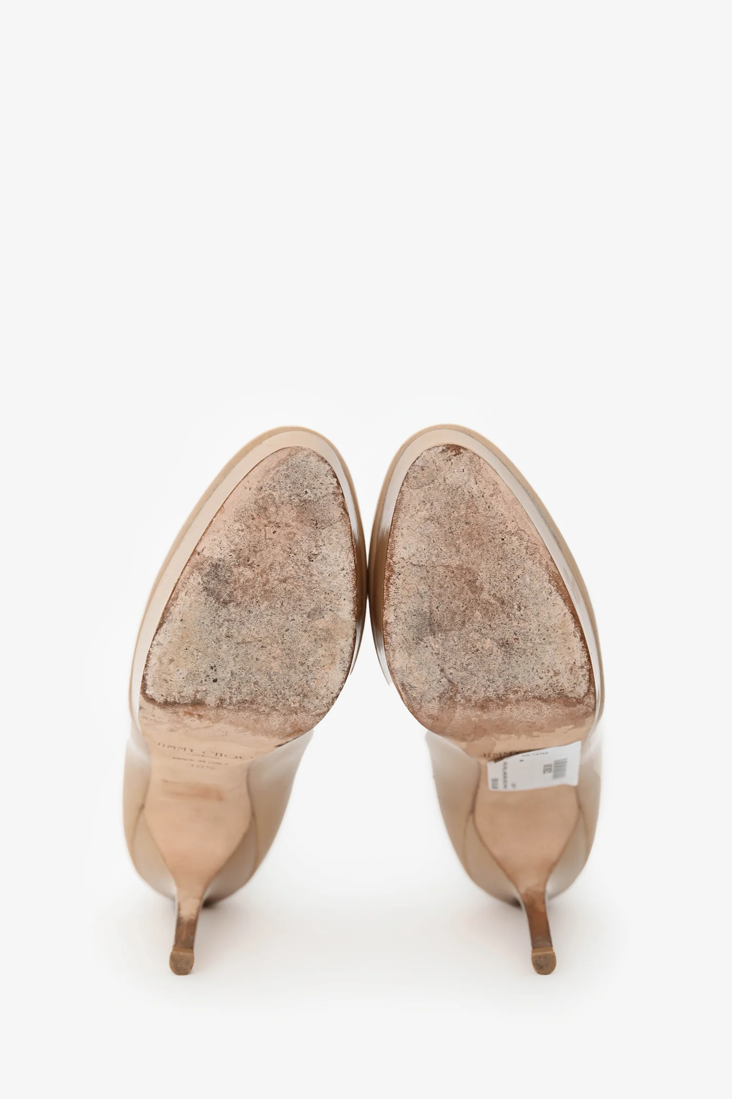 Jimmy Choo Patent Nude Platform Pumps Size 38.5