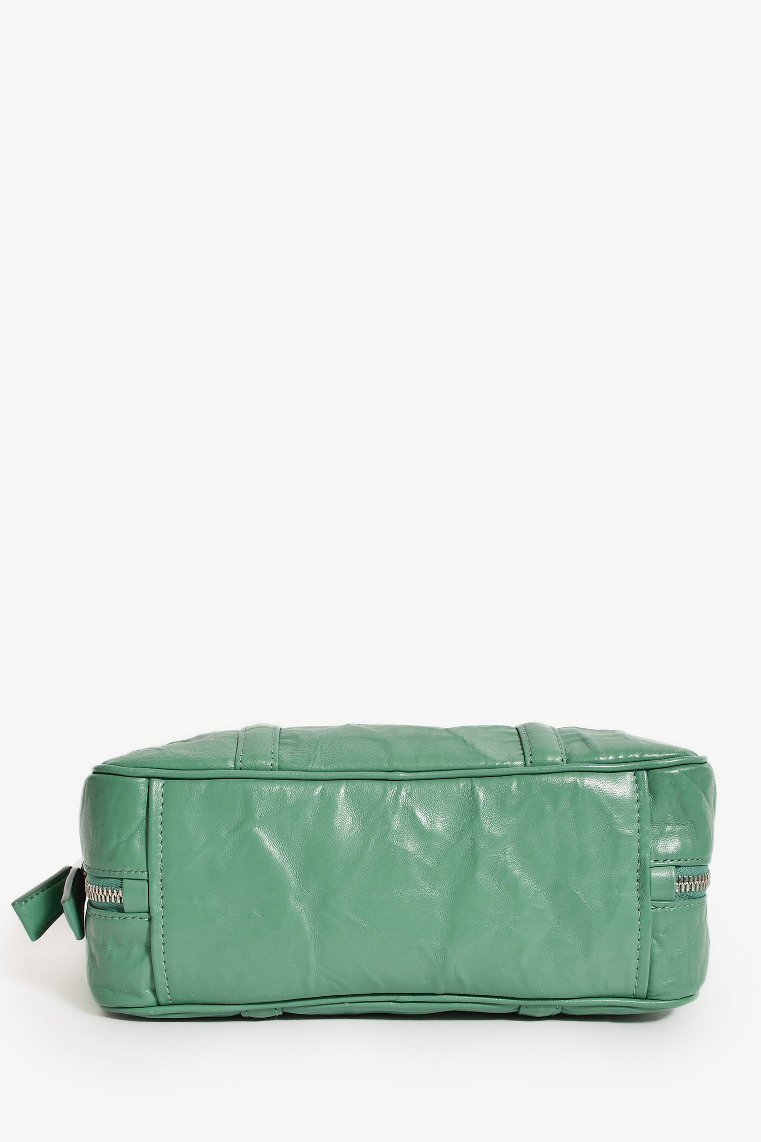 Prada Green Antique Nappa Leather Triangle Logo Top Handle