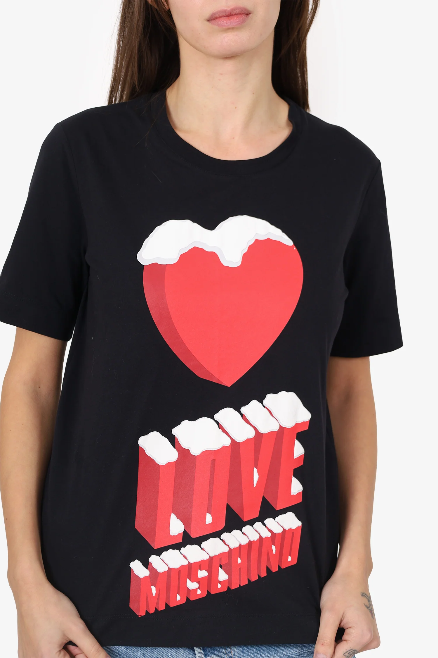 Moschino Boutique Black/Red Heart 'Love Moschino' T-Shirt Estimated Size S
