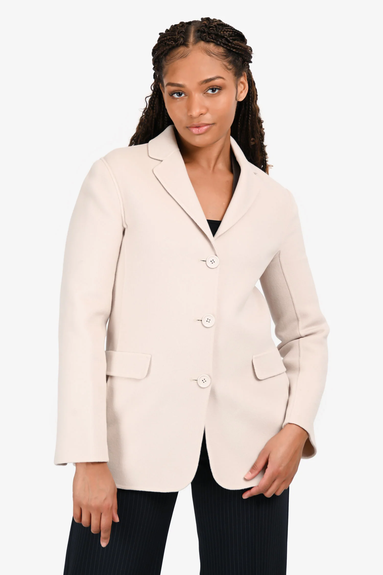 'S Max Mara Blush Virgin Wool Buttoned Blazer Size 8