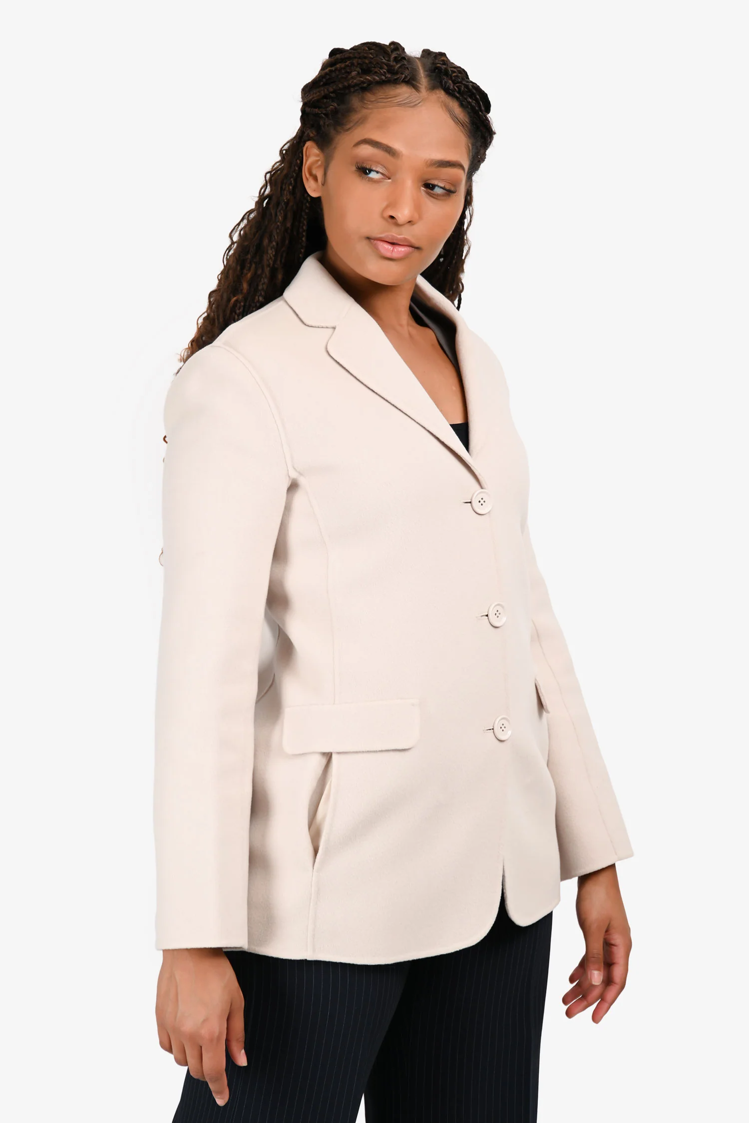 'S Max Mara Blush Virgin Wool Buttoned Blazer Size 8