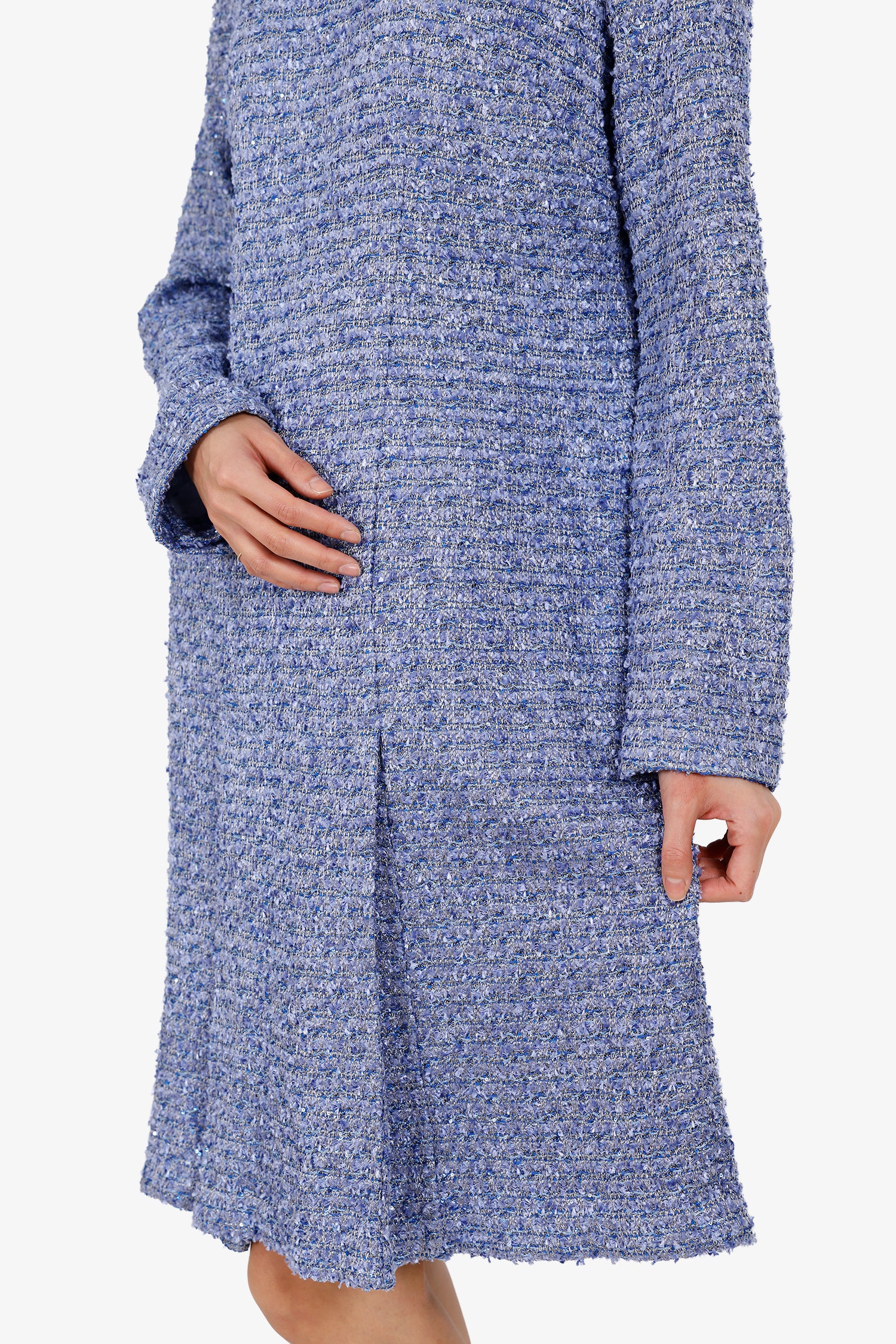 St. John Purple Tweed Sequin Long Slip Midi Dress Size 14