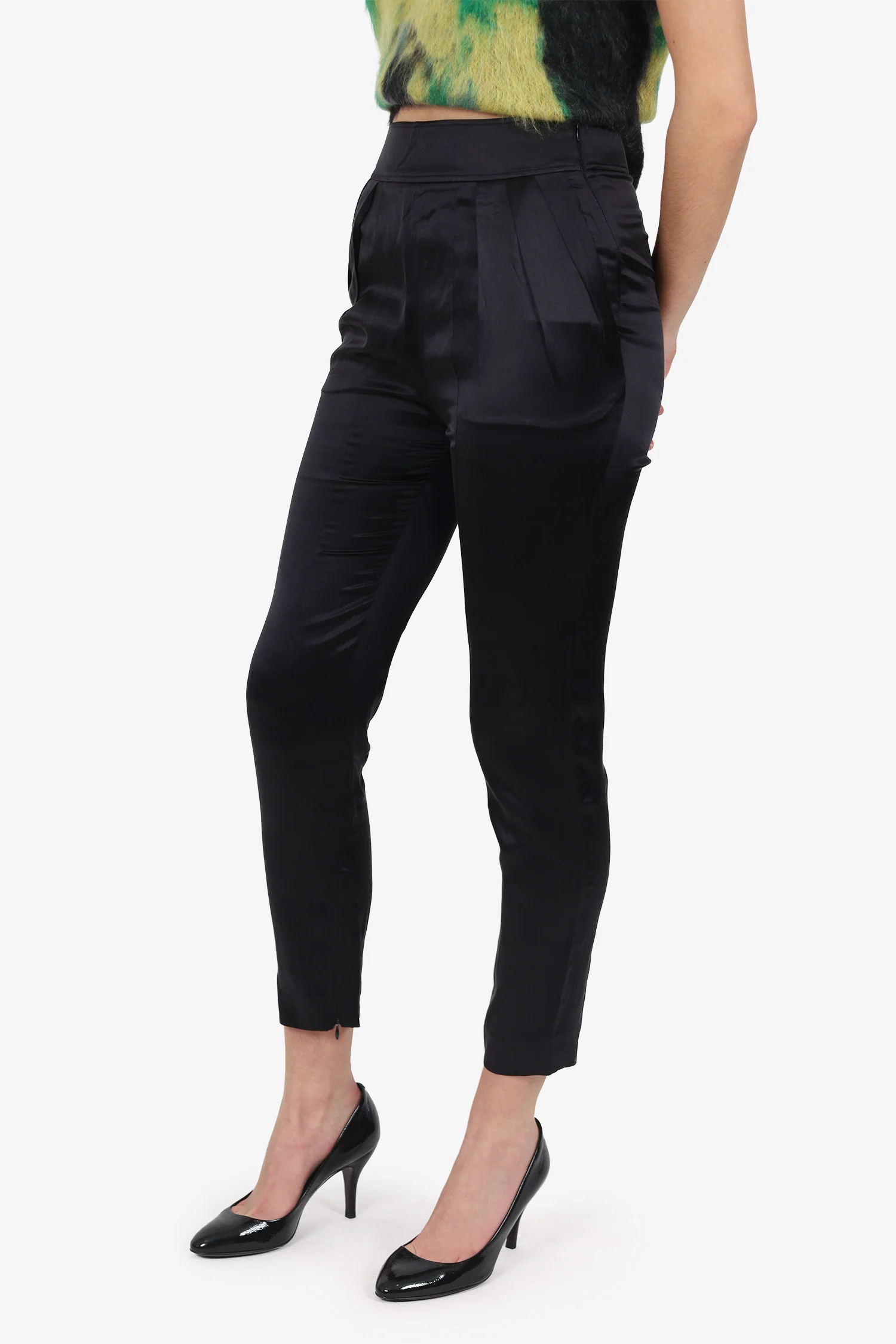 Givenchy Black Silk High Waisted Pants Size 34