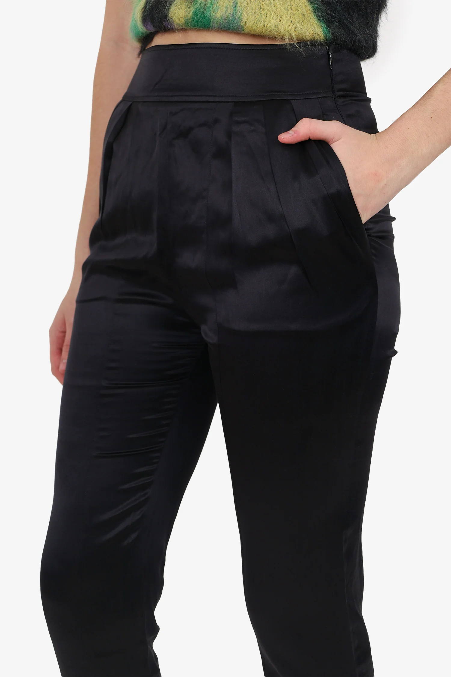 Givenchy Black Silk High Waisted Pants Size 34