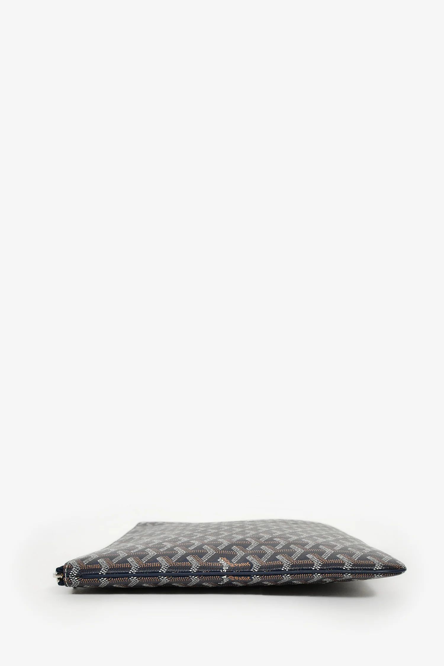 Goyard Navy Blue Goyardine Pochette Senat GM Zip Pouch