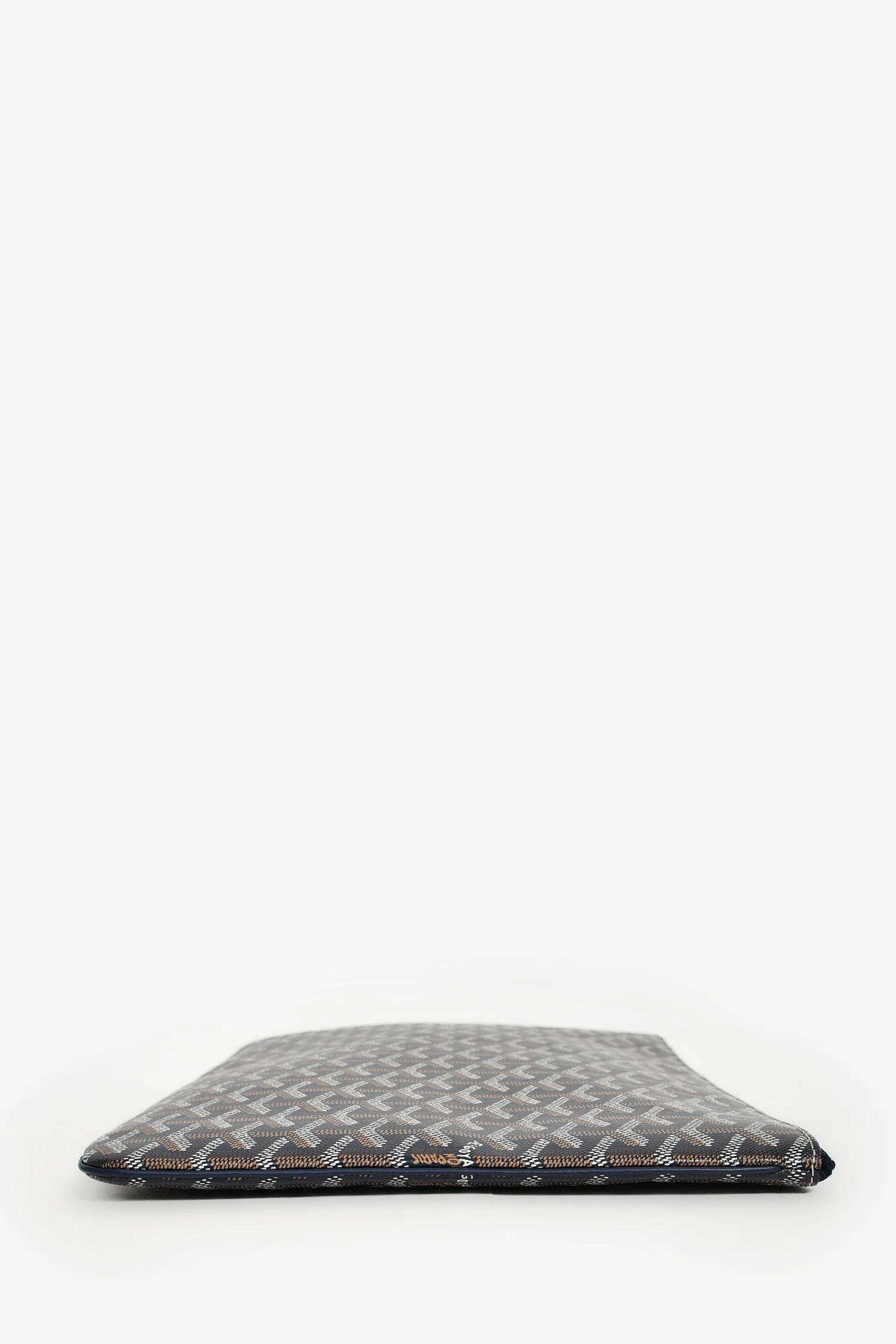 Goyard Navy Blue Goyardine Pochette Senat GM Zip Pouch