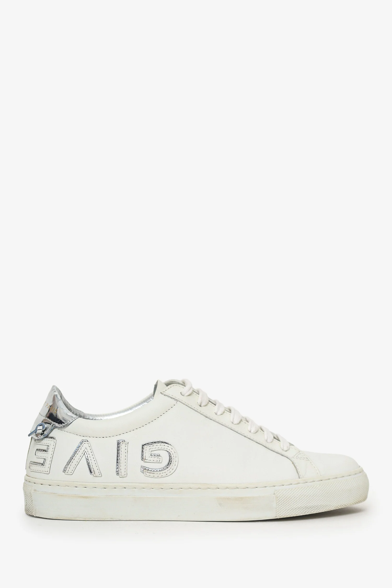 Givenchy White/Silver Leather Low Top Sneakers Size 37.5