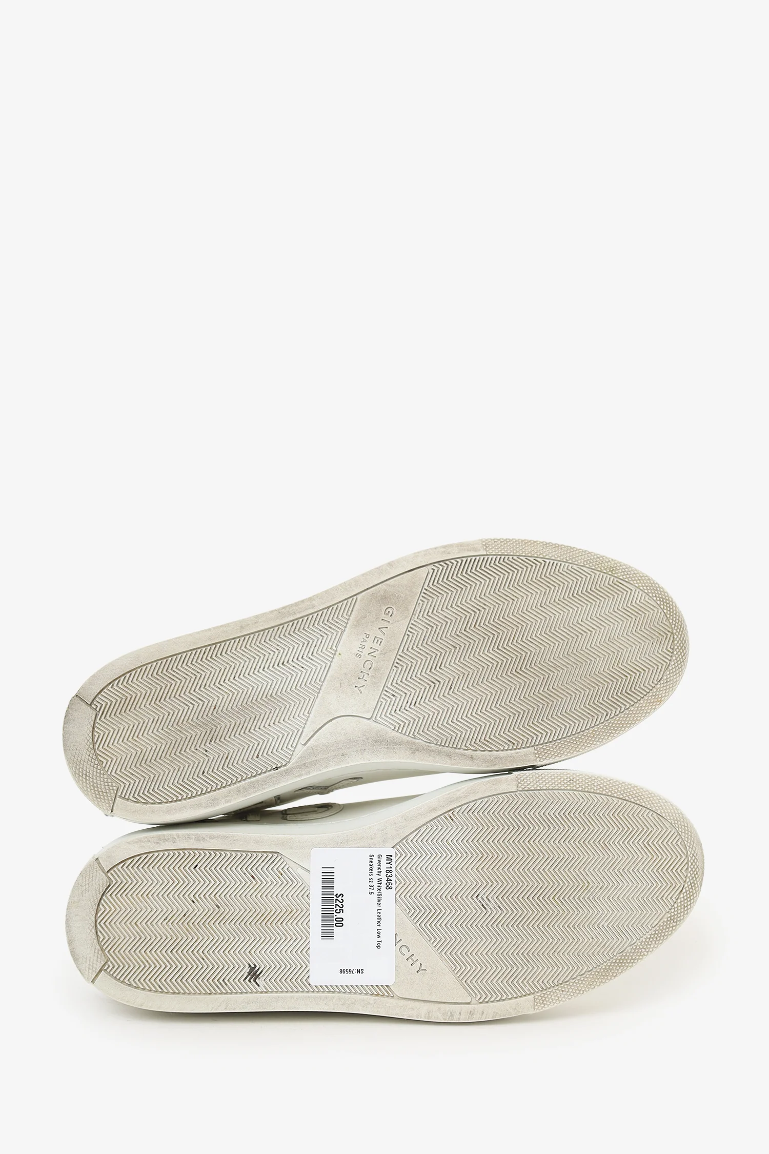 Givenchy White/Silver Leather Low Top Sneakers Size 37.5