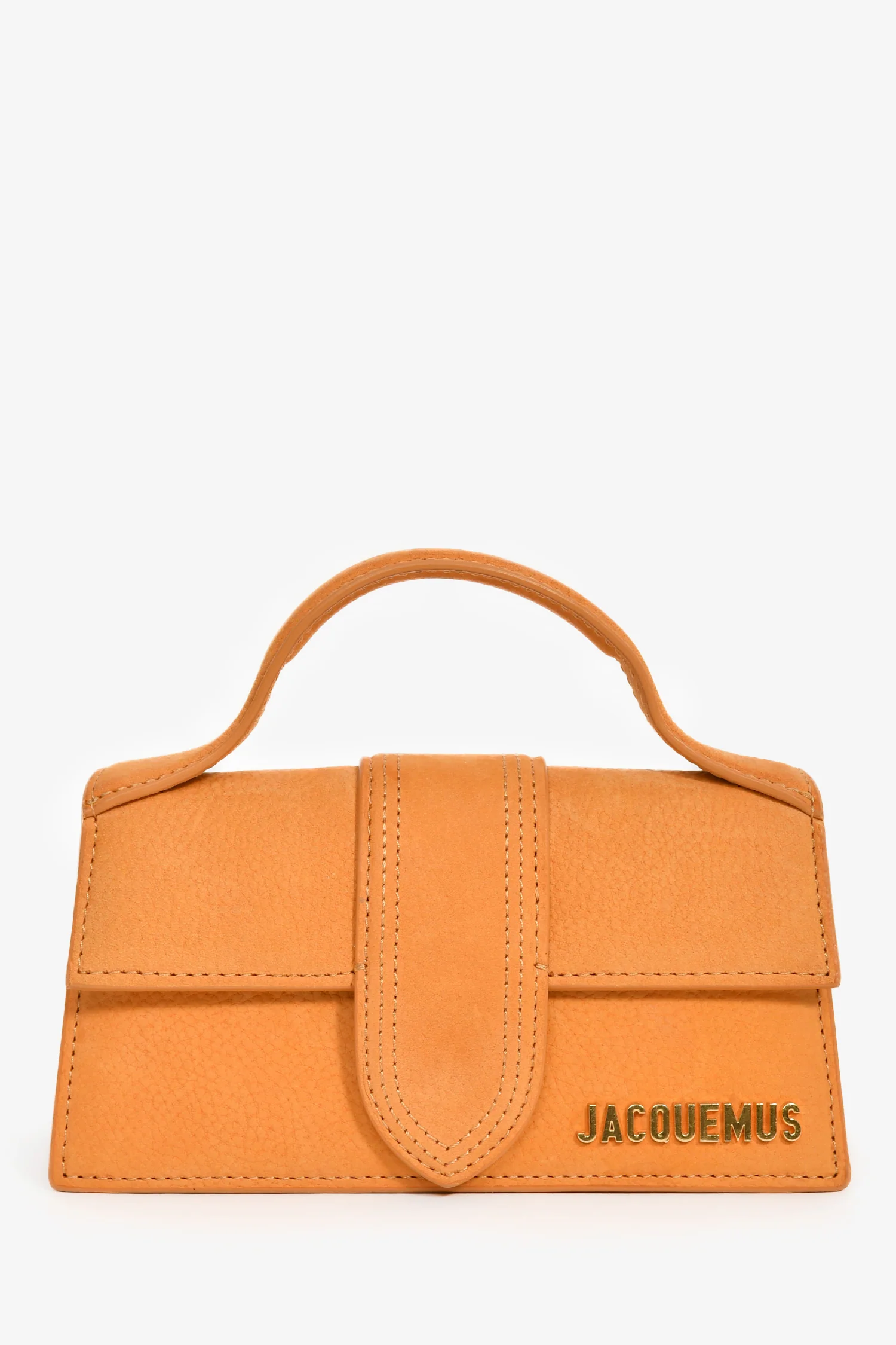 Jacquemus Yellow Brushed Leather Mini Bambino Crossbody Top Handle Bag