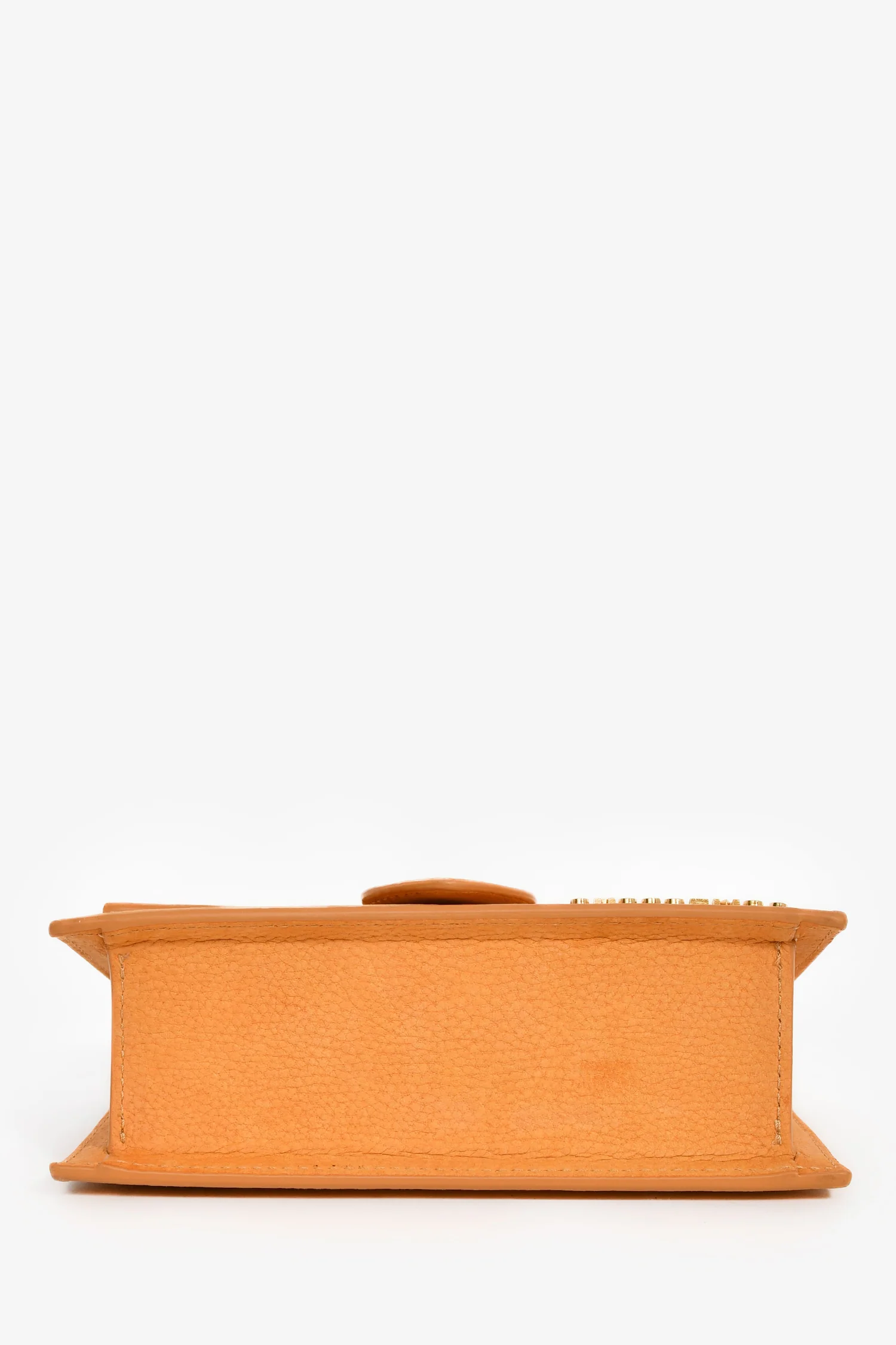Jacquemus Yellow Brushed Leather Mini Bambino Crossbody Top Handle Bag