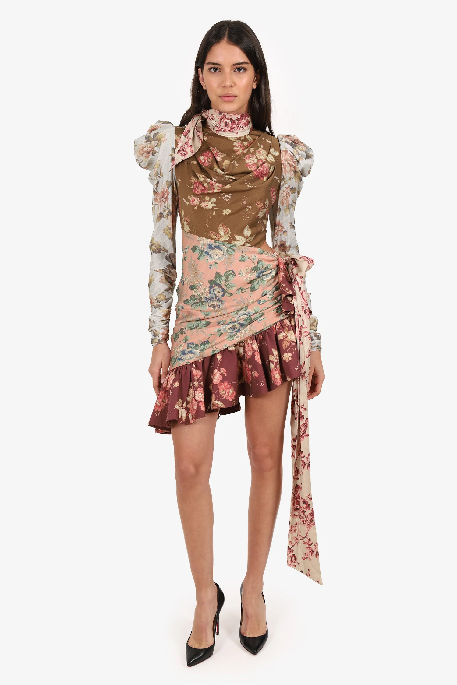 Zimmermann Pink/Multicolour Floral Cut-Out Mini Dress Size 0