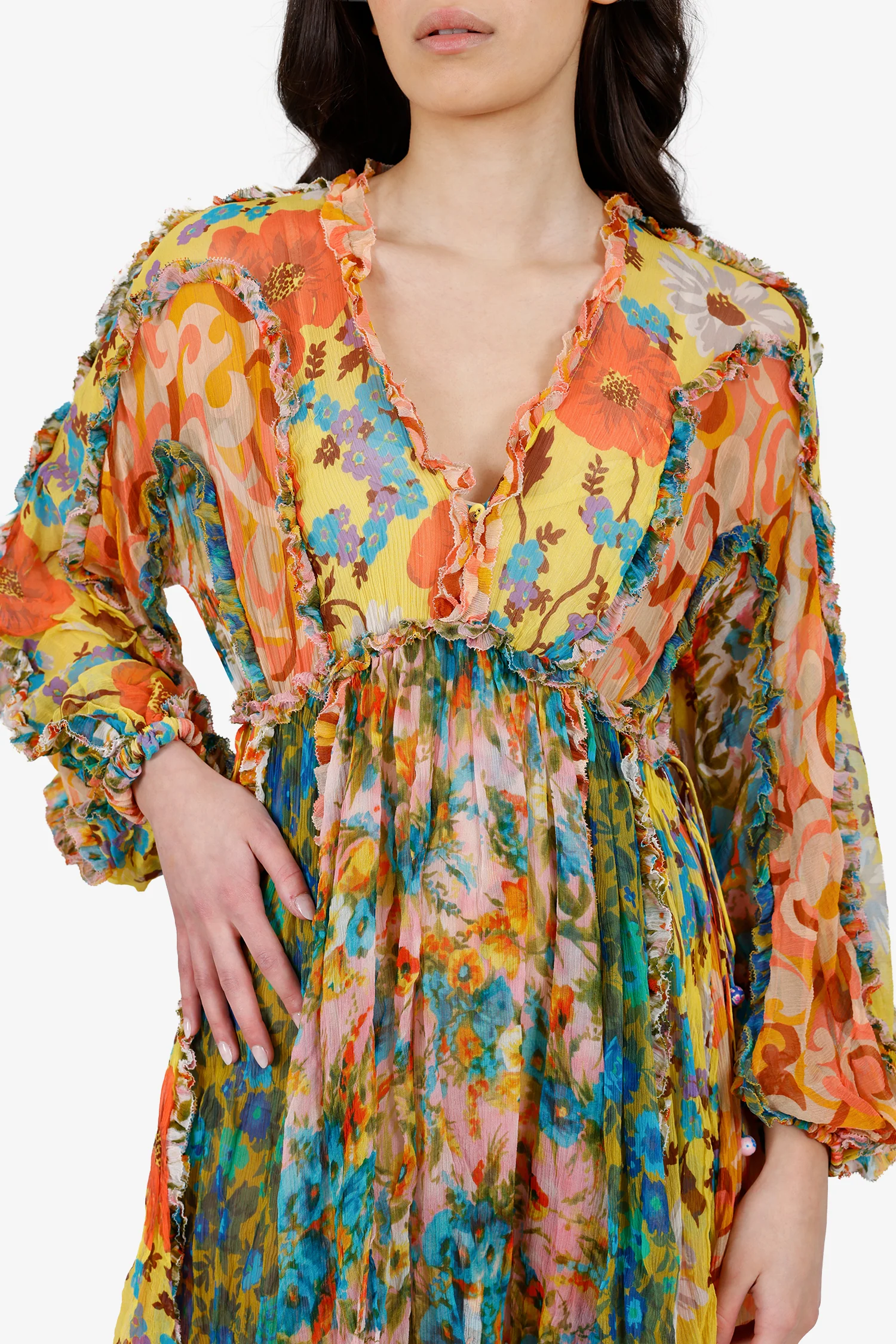 Zimmermann Multicolour Floral Print Estelle Billow Mini Dress Size 1