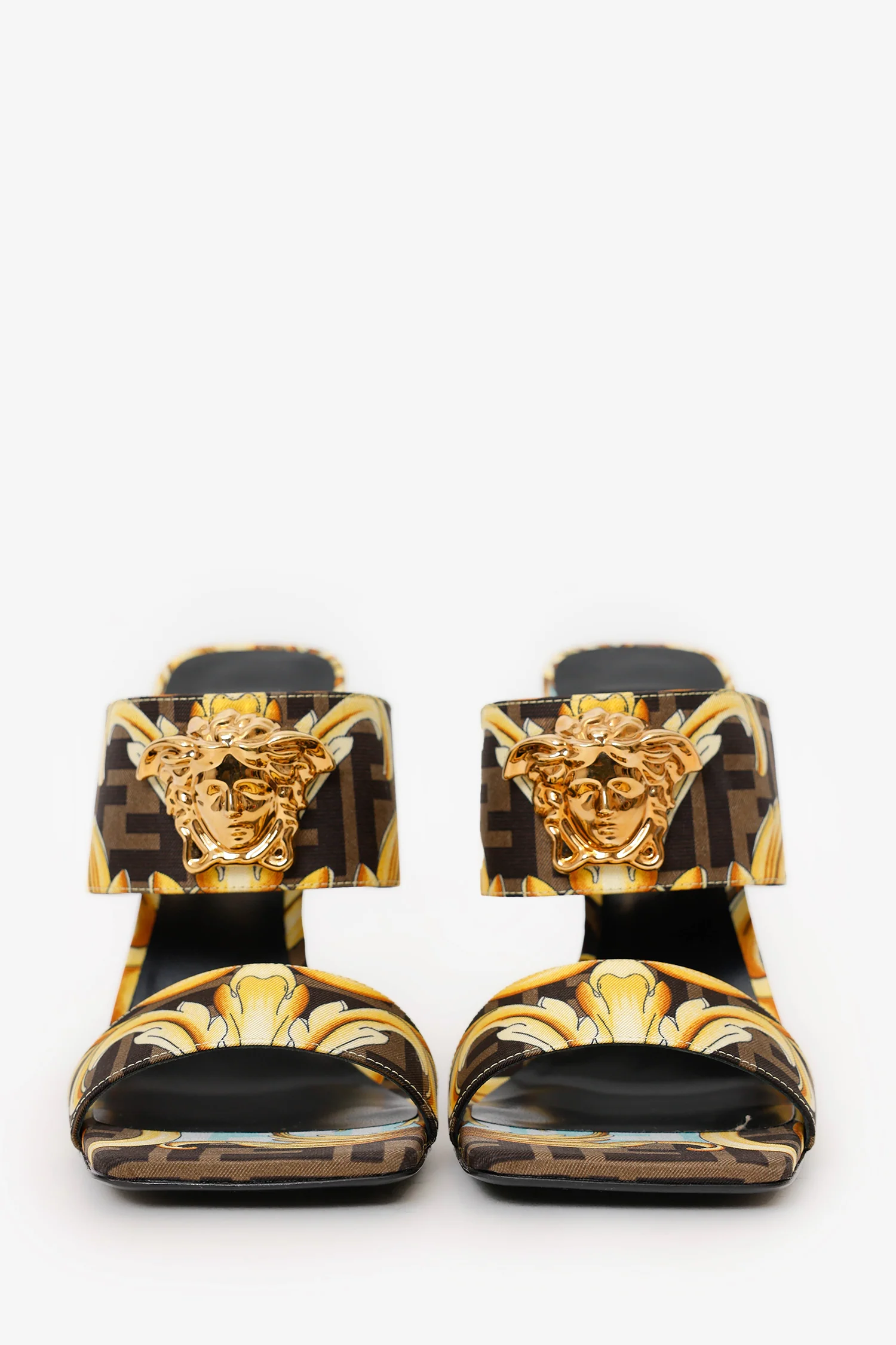 Fendi X Versace Brown/Yellow Zuca Medusa Heels Size 38