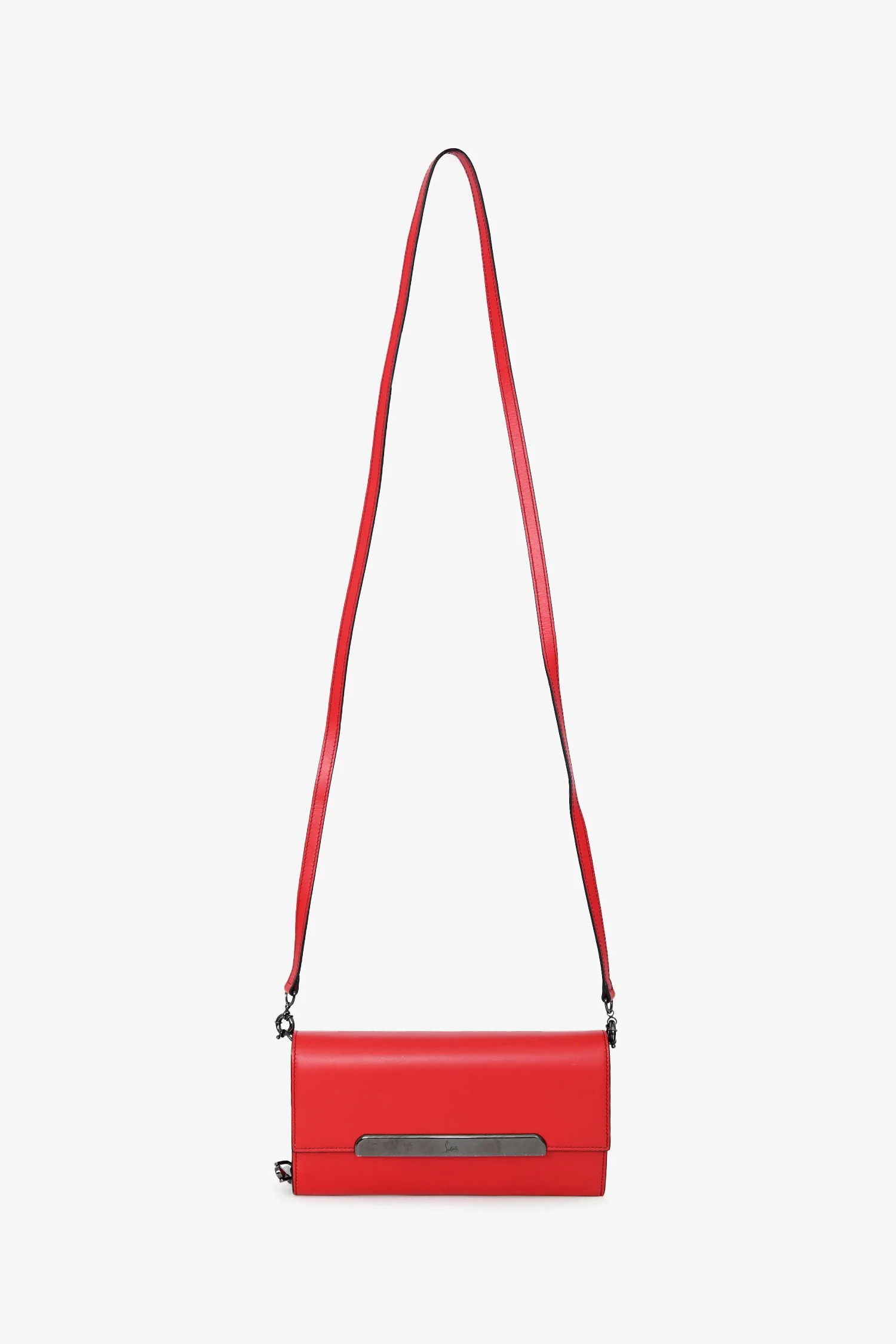 Christian Louboutin Red Leather Rougissime Wallet on Chain